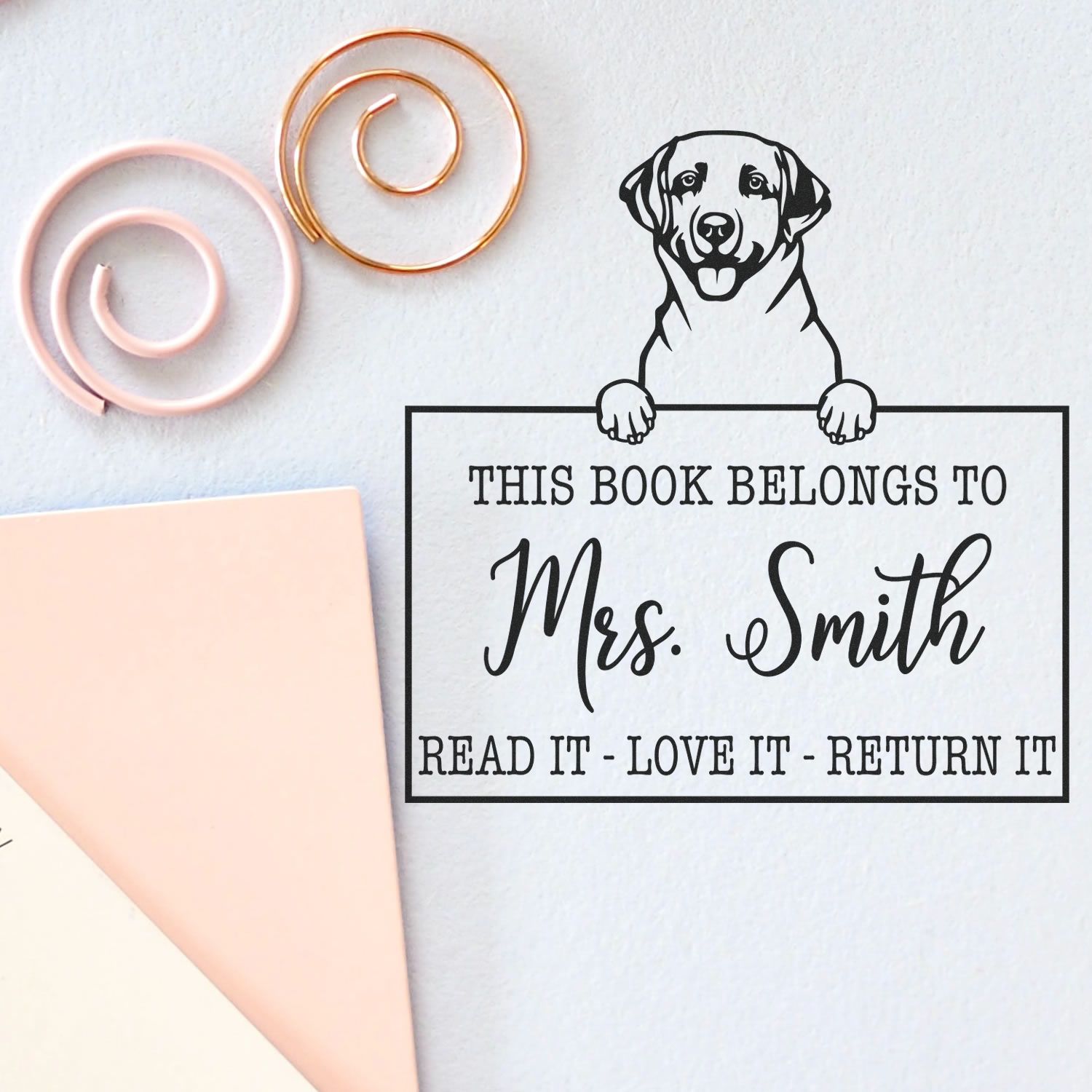 Personalized Teacher Classroom Stamp with Labrador Retriever - Engineer Seal Stamps