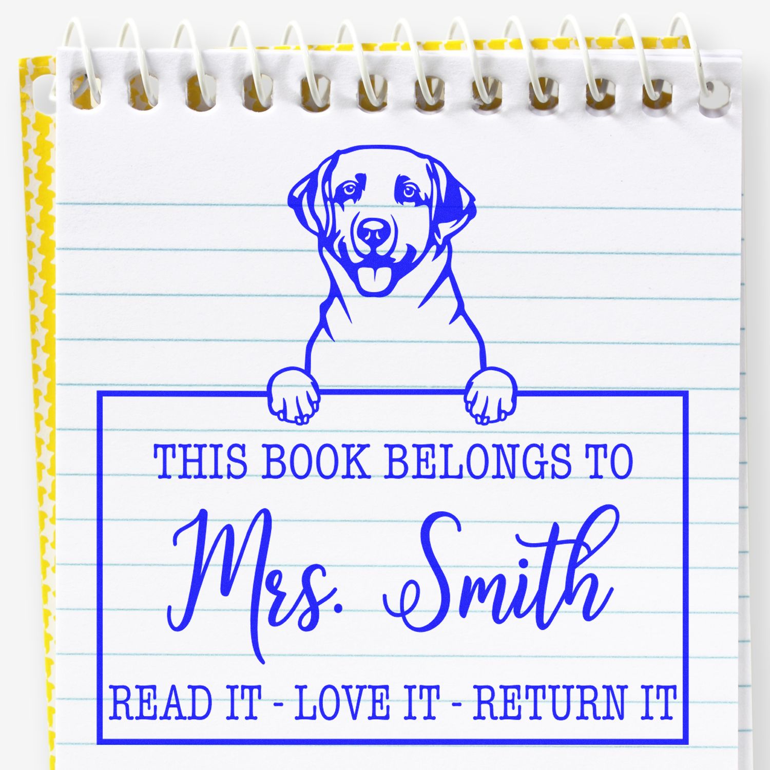 Personalized Book Sharing Stamp with Labrador Retriever Dog - Engineer Seal Stamps