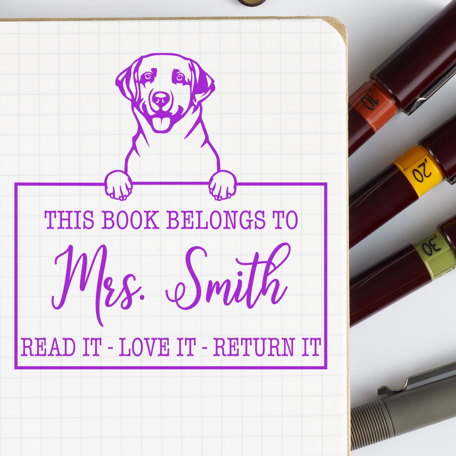 Personalized Teacher Classroom Stamp with Labrador Retriever - Engineer Seal Stamps