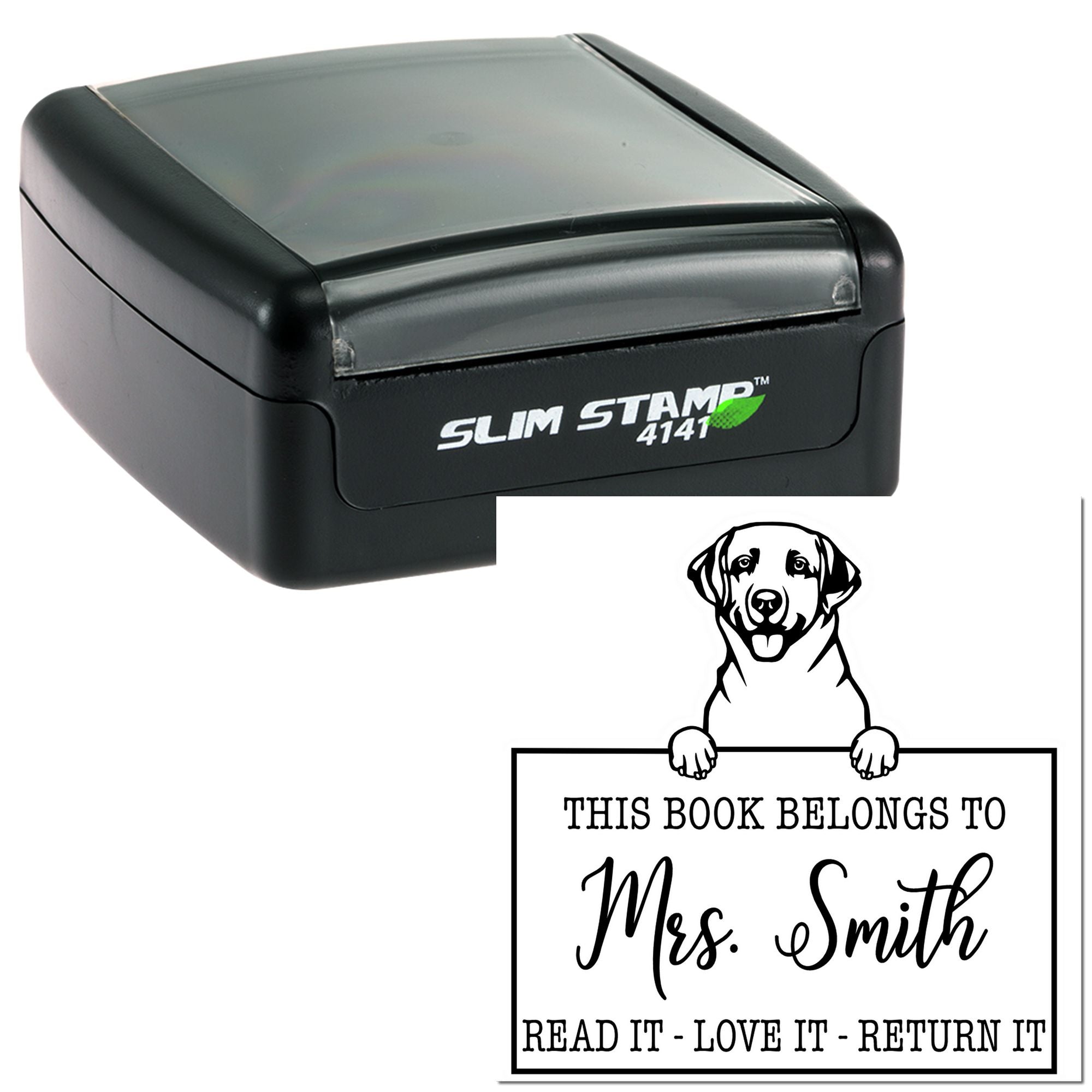 Personalized Book Sharing Stamp with Labrador Retriever Dog - Engineer Seal Stamps