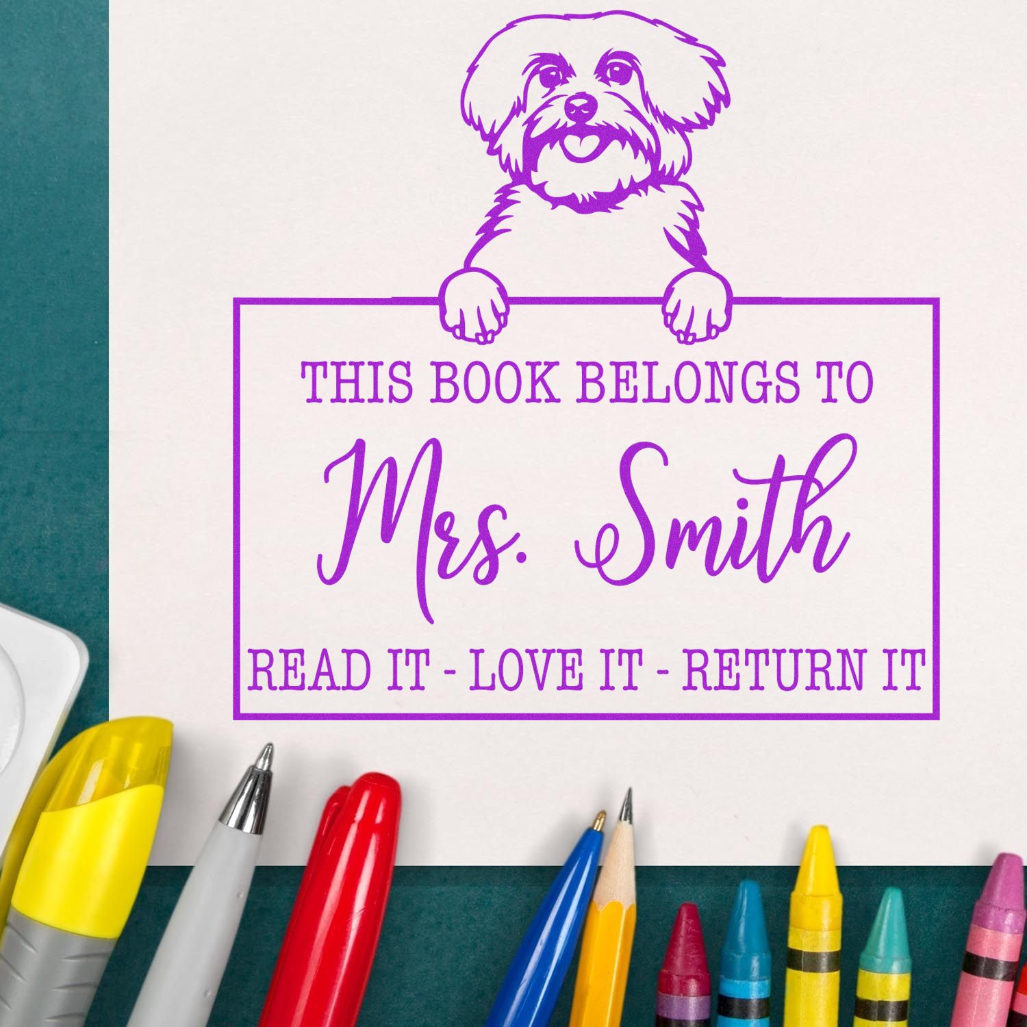 Personalized Teacher Gift Stamp with Maltese - Engineer Seal Stamps