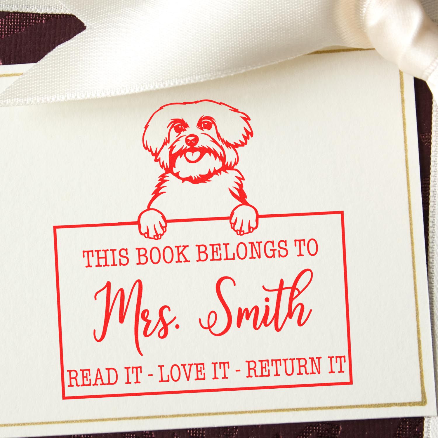 Maltese Customized Dog Book Belongs Stamp - Engineer Seal Stamps