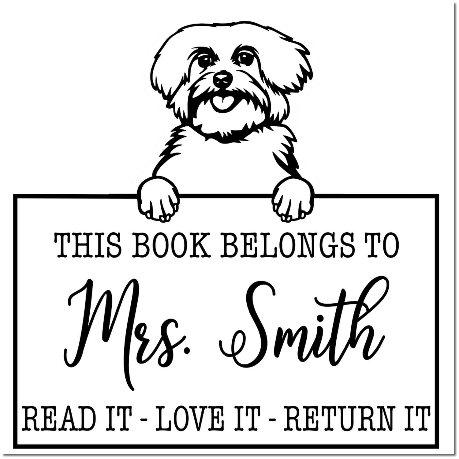 Maltese Custom Pet This Book Belongs To Stamp - Engineer Seal Stamps