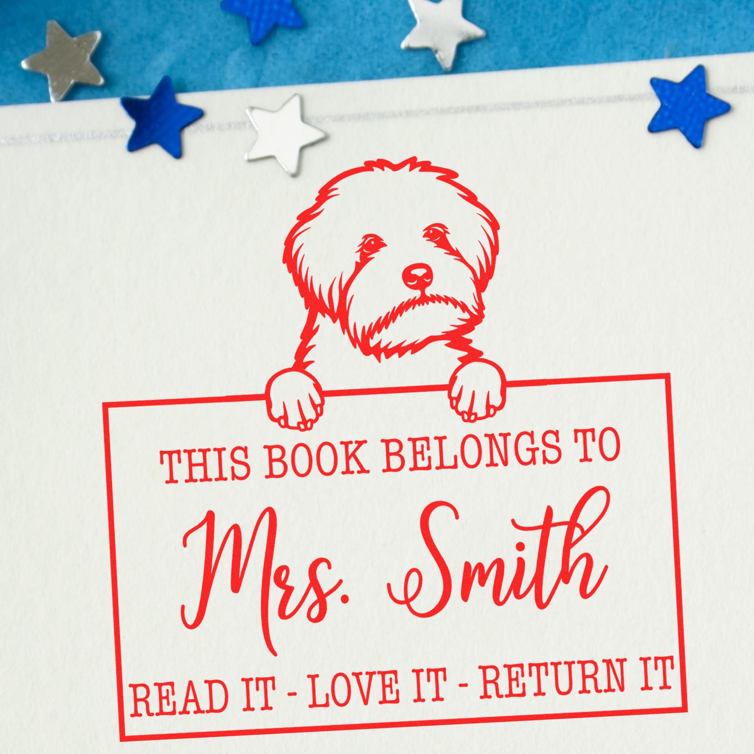 Maltipoo Custom Pet Book Belongs Stamp - Engineer Seal Stamps