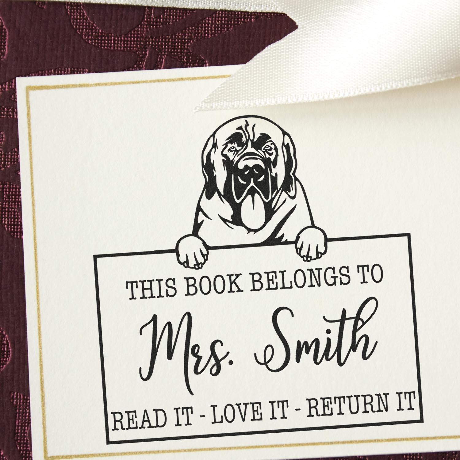 Personalized Library Stamp with Mastiffs - Engineer Seal Stamps