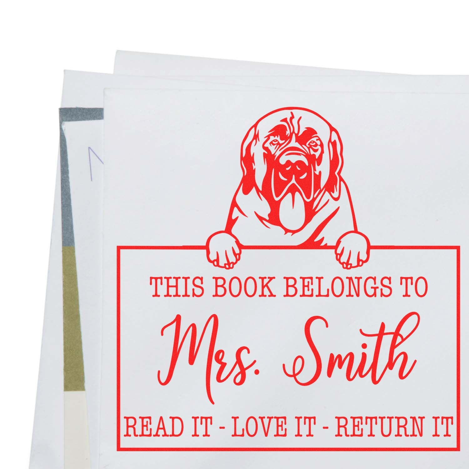 Personalized Library Stamp with Mastiffs - Engineer Seal Stamps