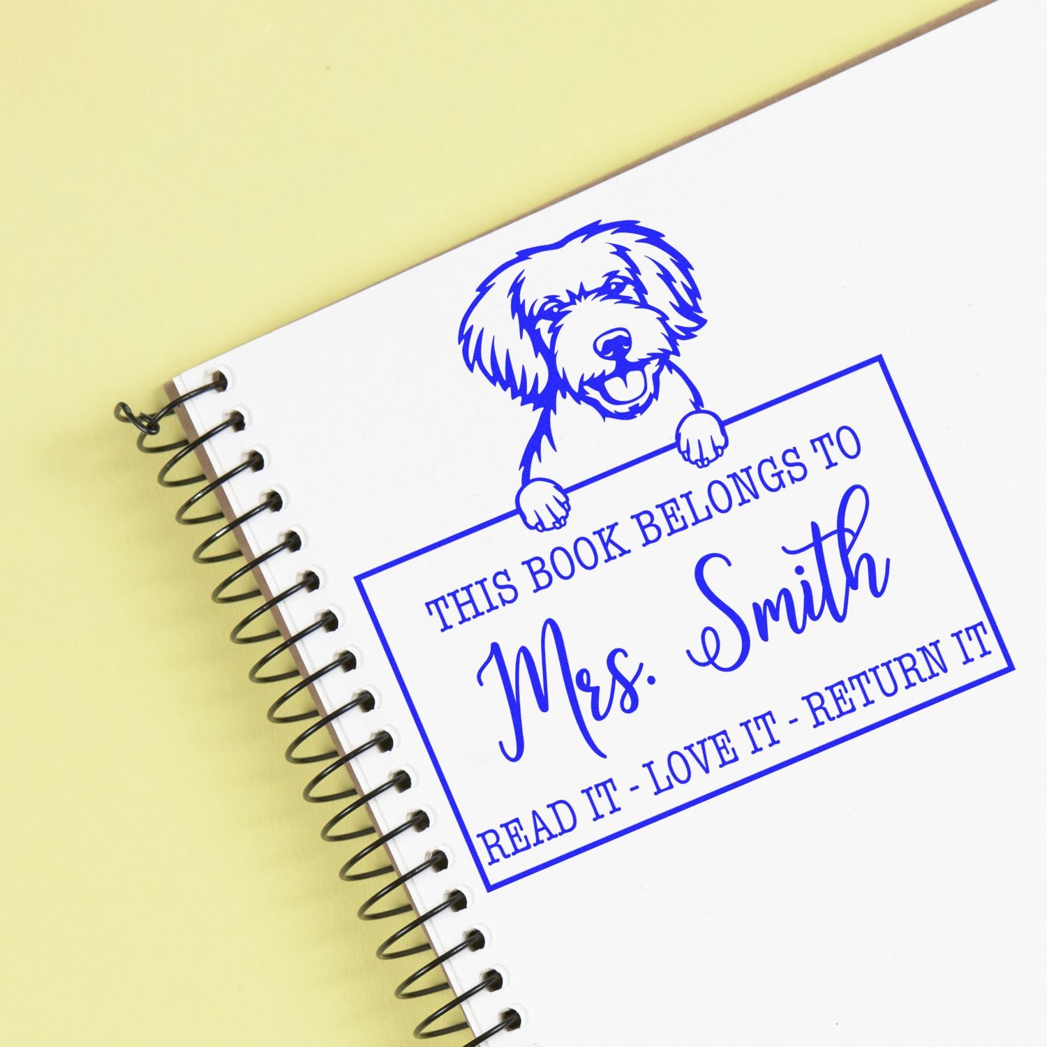 Personalized From The Library Of Stamp with Miniature Golden Doodle Dog - Engineer Seal Stamps