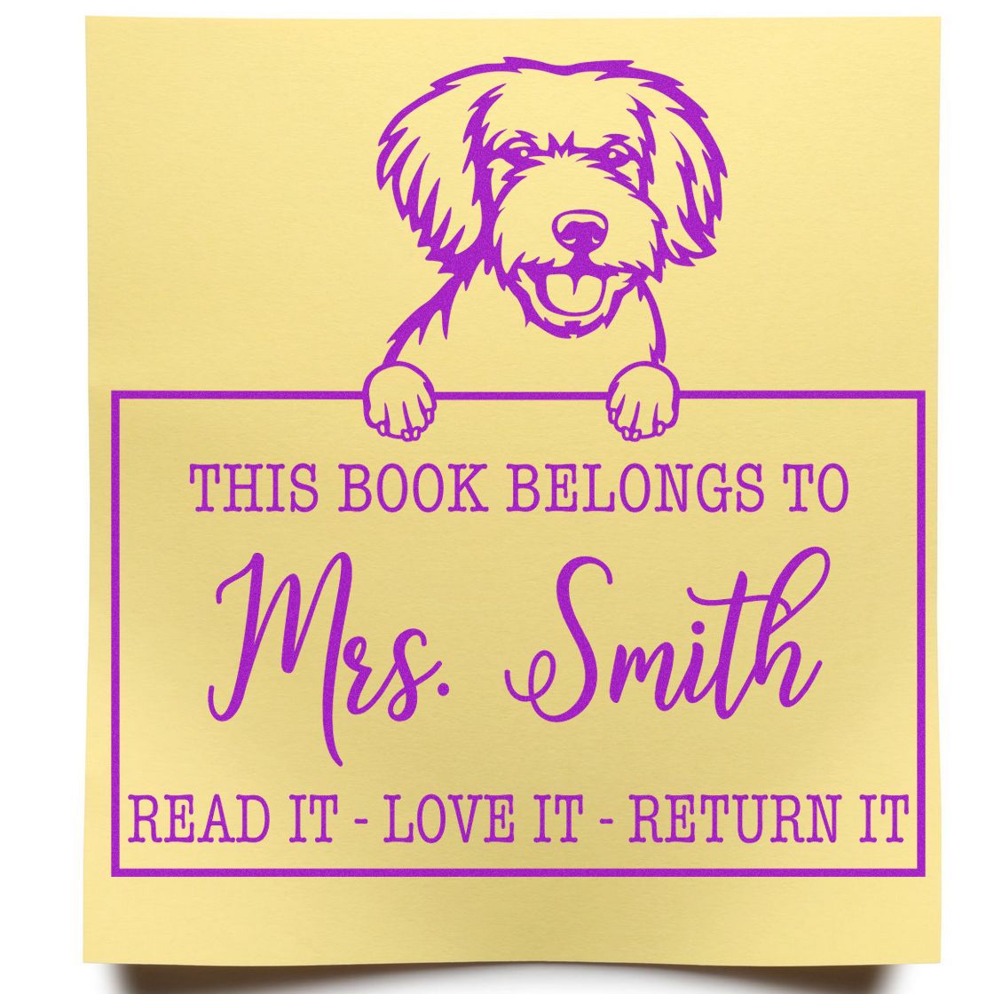 Personalized From The Library Of Stamp with Miniature Golden Doodle Dog - Engineer Seal Stamps