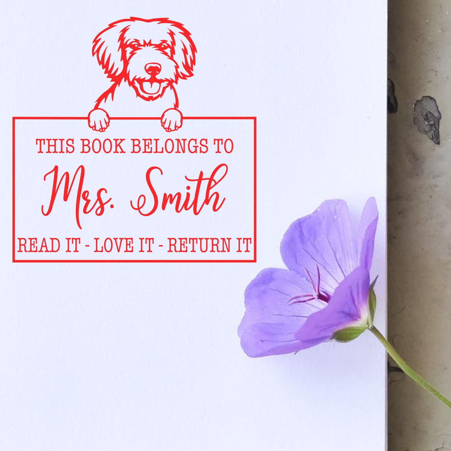 Personalized From The Library Of Stamp with Miniature Golden Doodle Dog - Engineer Seal Stamps