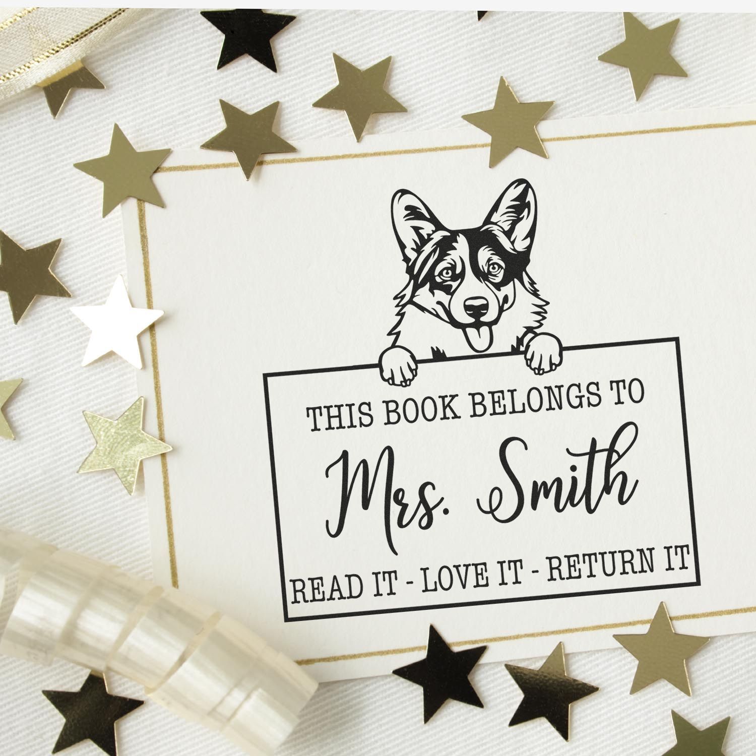 Pembroke Welsh Corgis Personalized Dog-Themed Bookplate? Stamp - Engineer Seal Stamps