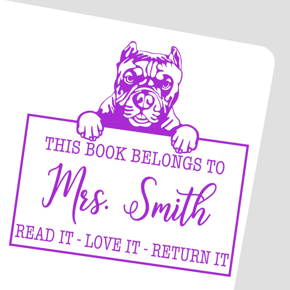 Personalized Property Of Teacher Stamp with Pitbull Dog - Engineer Seal Stamps