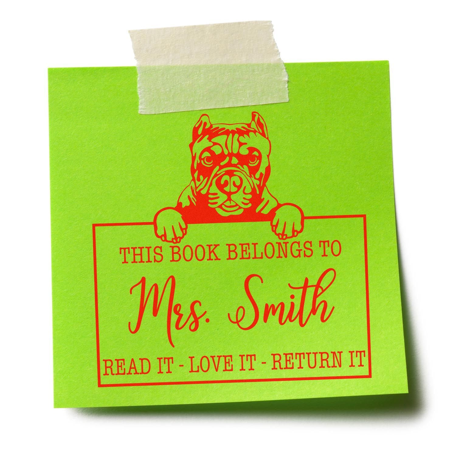 Personalized Property Of Teacher Stamp with Pitbull Dog - Engineer Seal Stamps