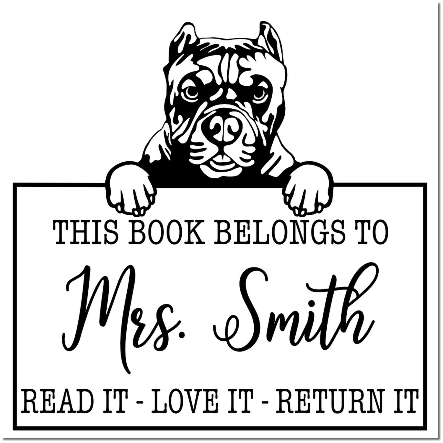 Pitbull Personalized Dog-Themed Read It Return It Stamp - Engineer Seal Stamps