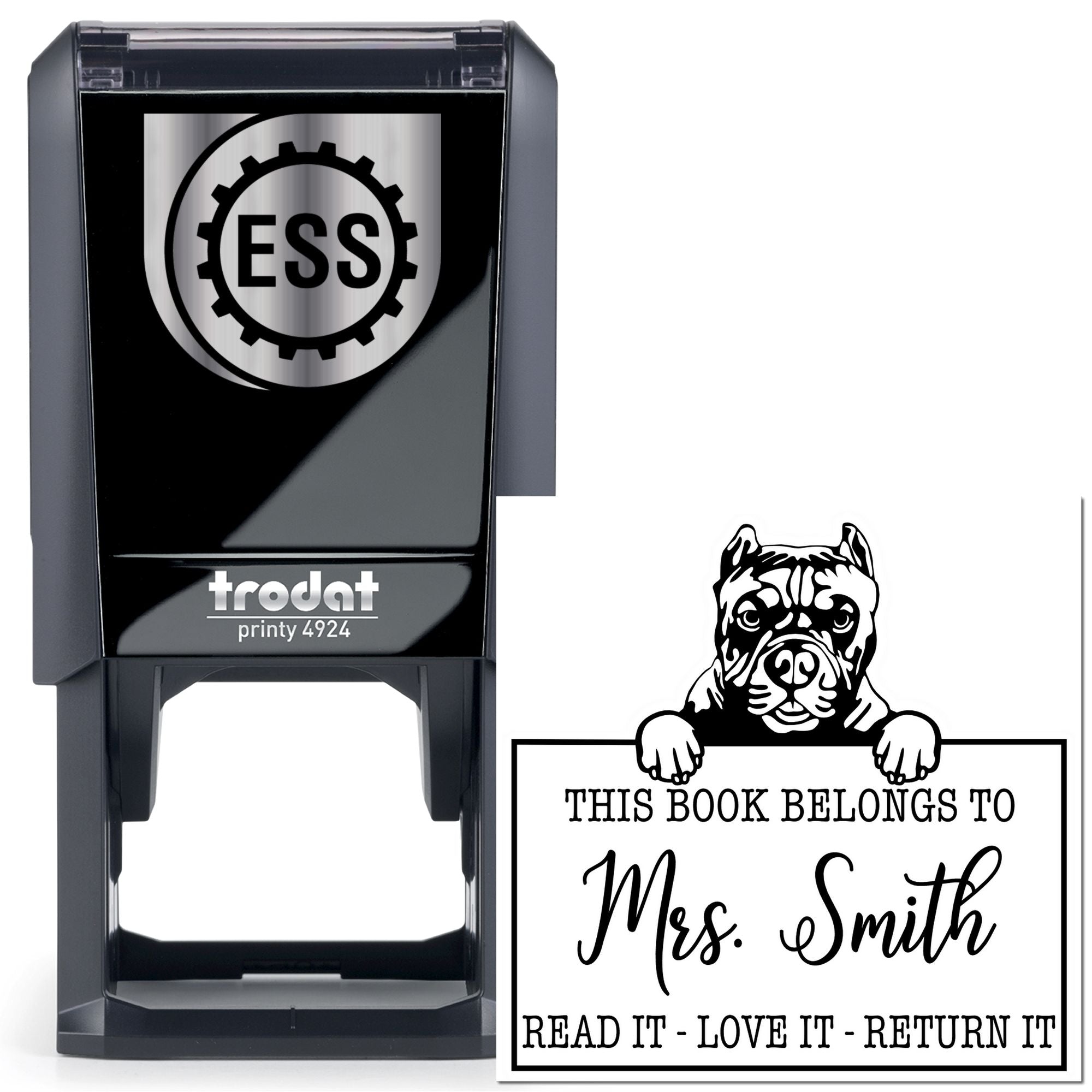 Pitbull Personalized Dog-Themed Read It Return It Stamp - Engineer Seal Stamps