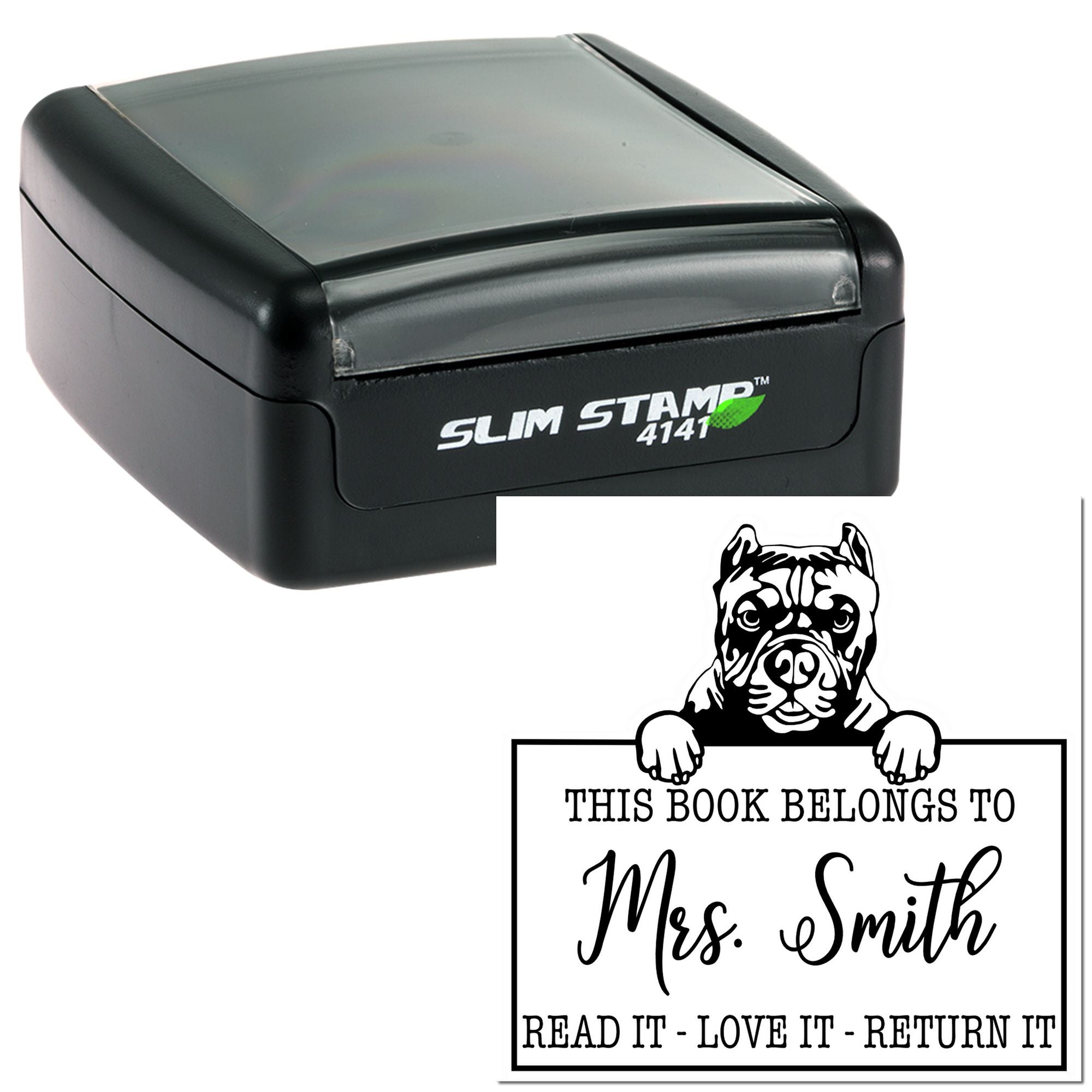 Personalized Property Of Teacher Stamp with Pitbull Dog - Engineer Seal Stamps