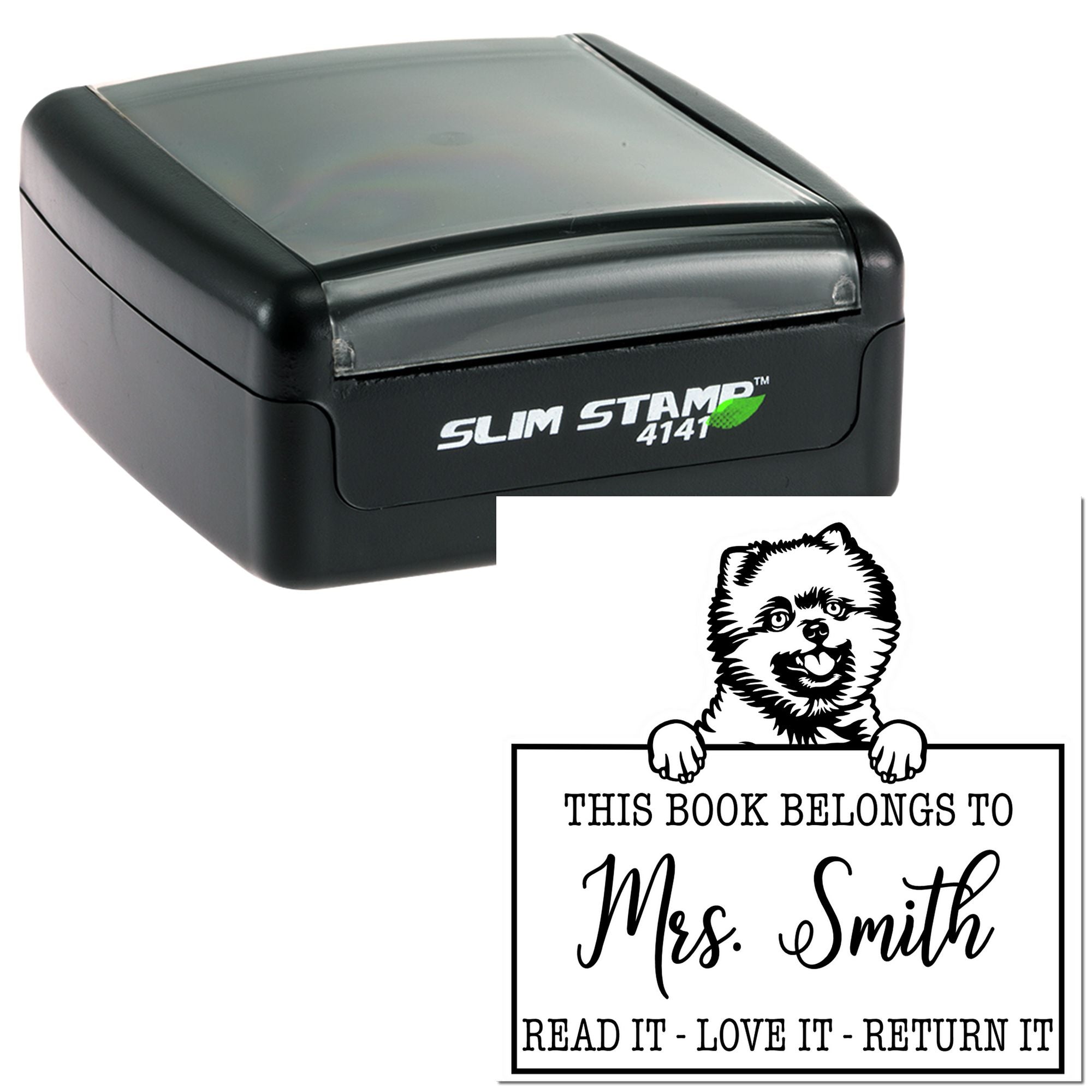 Personalized Book Lending Library Stamp with Pomeranians Dog - Engineer Seal Stamps