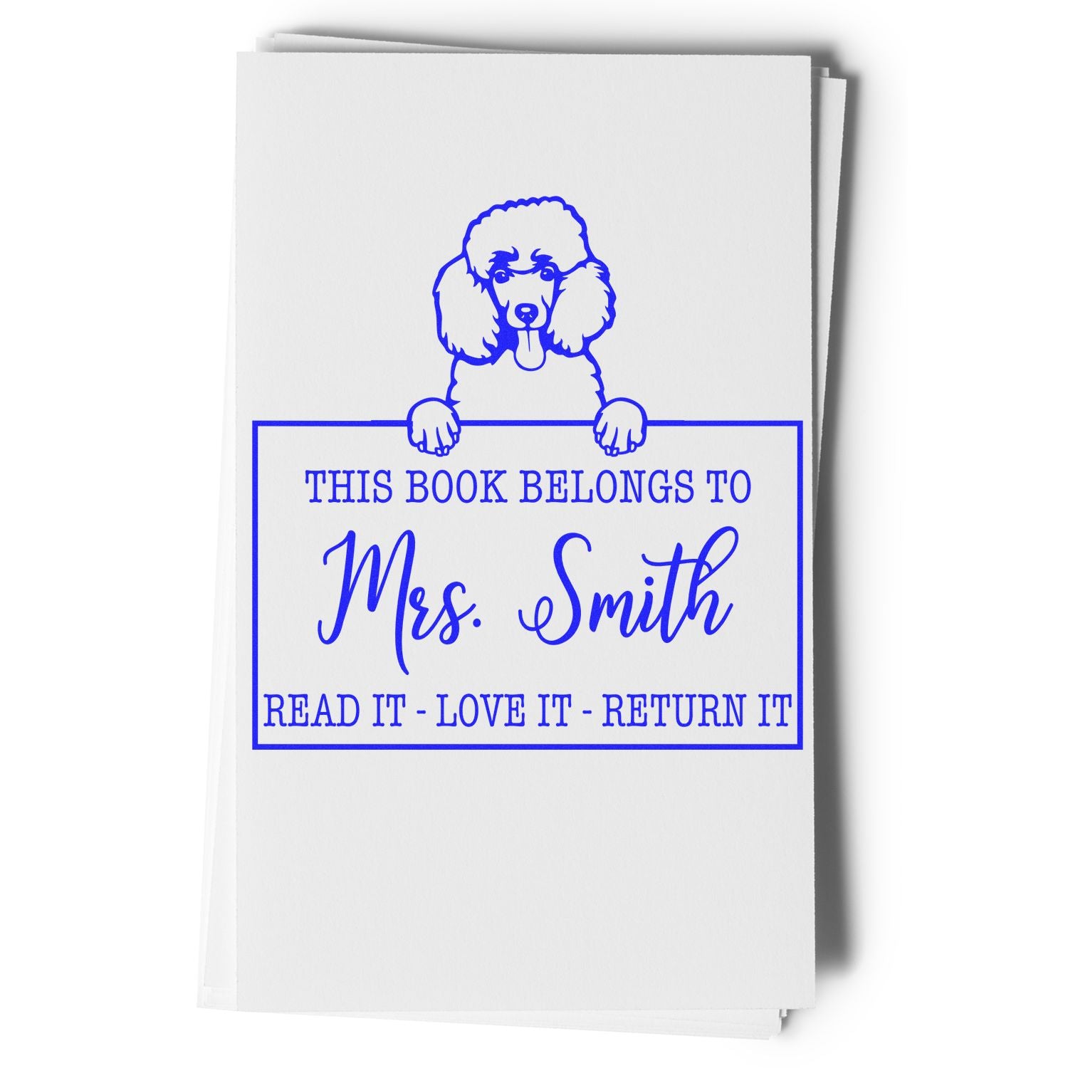 Poodle Personalized Dog-Themed This Book Belongs To Stamp - Engineer Seal Stamps