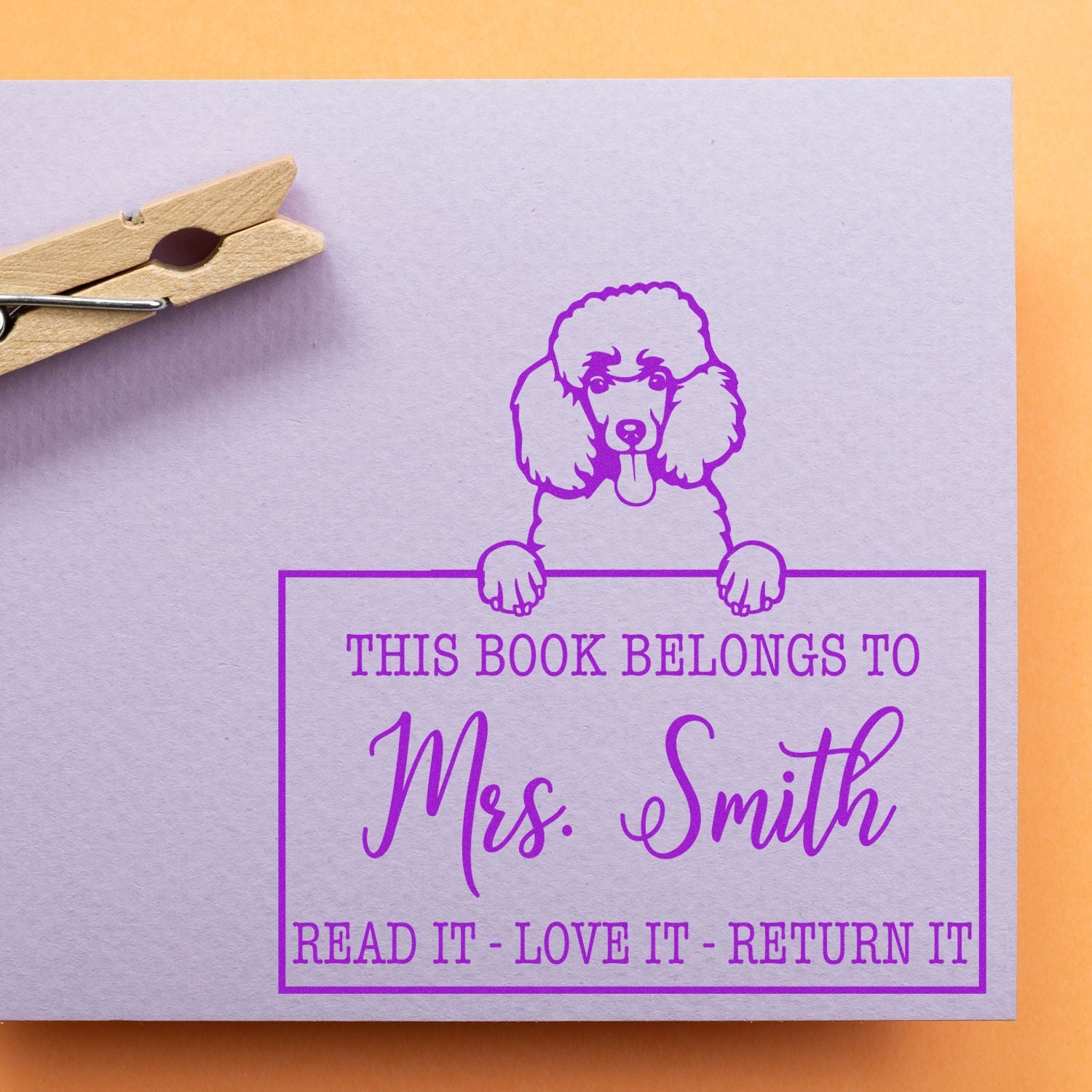 Personalized Classroom Library Tools Stamp with Poodle - Engineer Seal Stamps