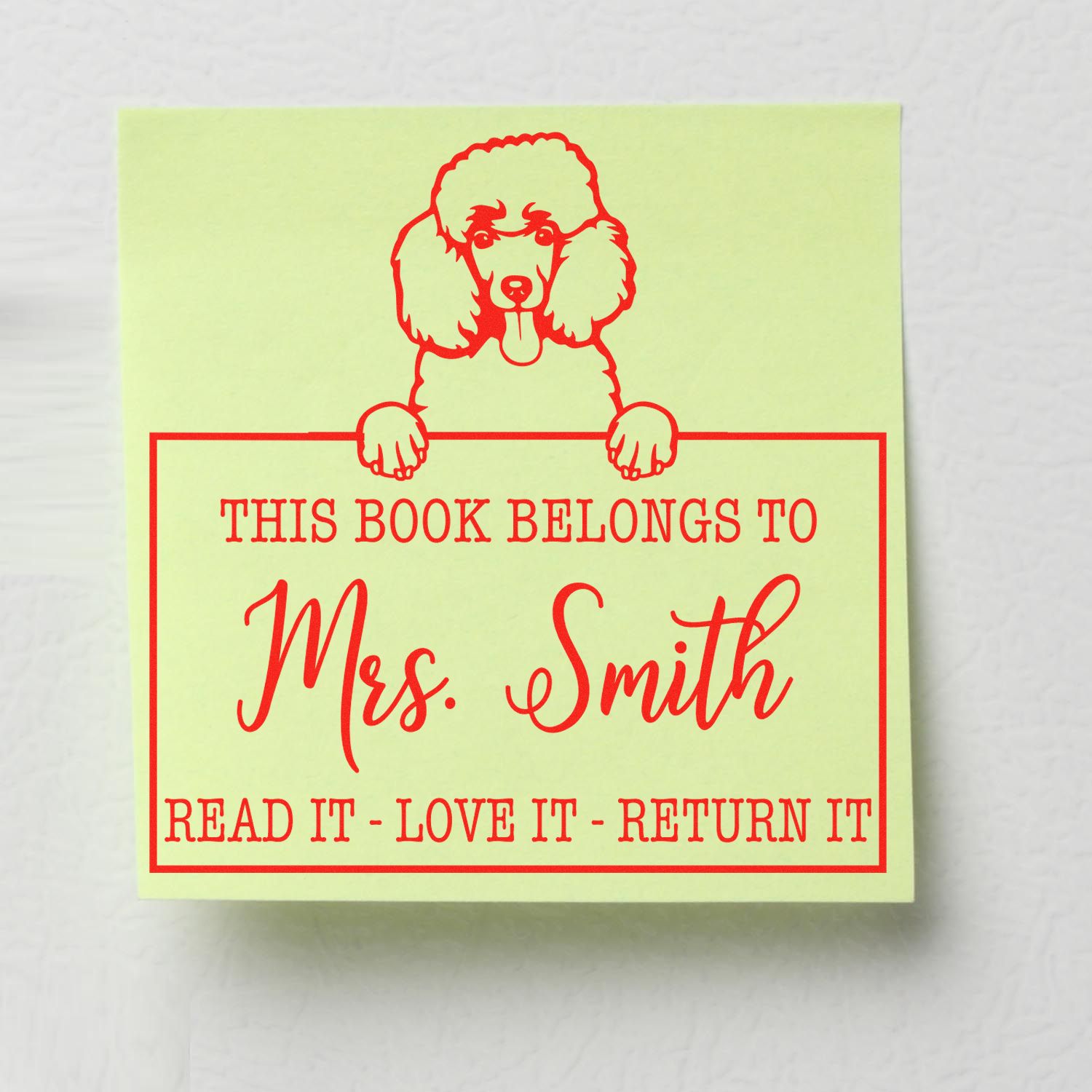 Personalized Classroom Library Tools Stamp with Poodle - Engineer Seal Stamps