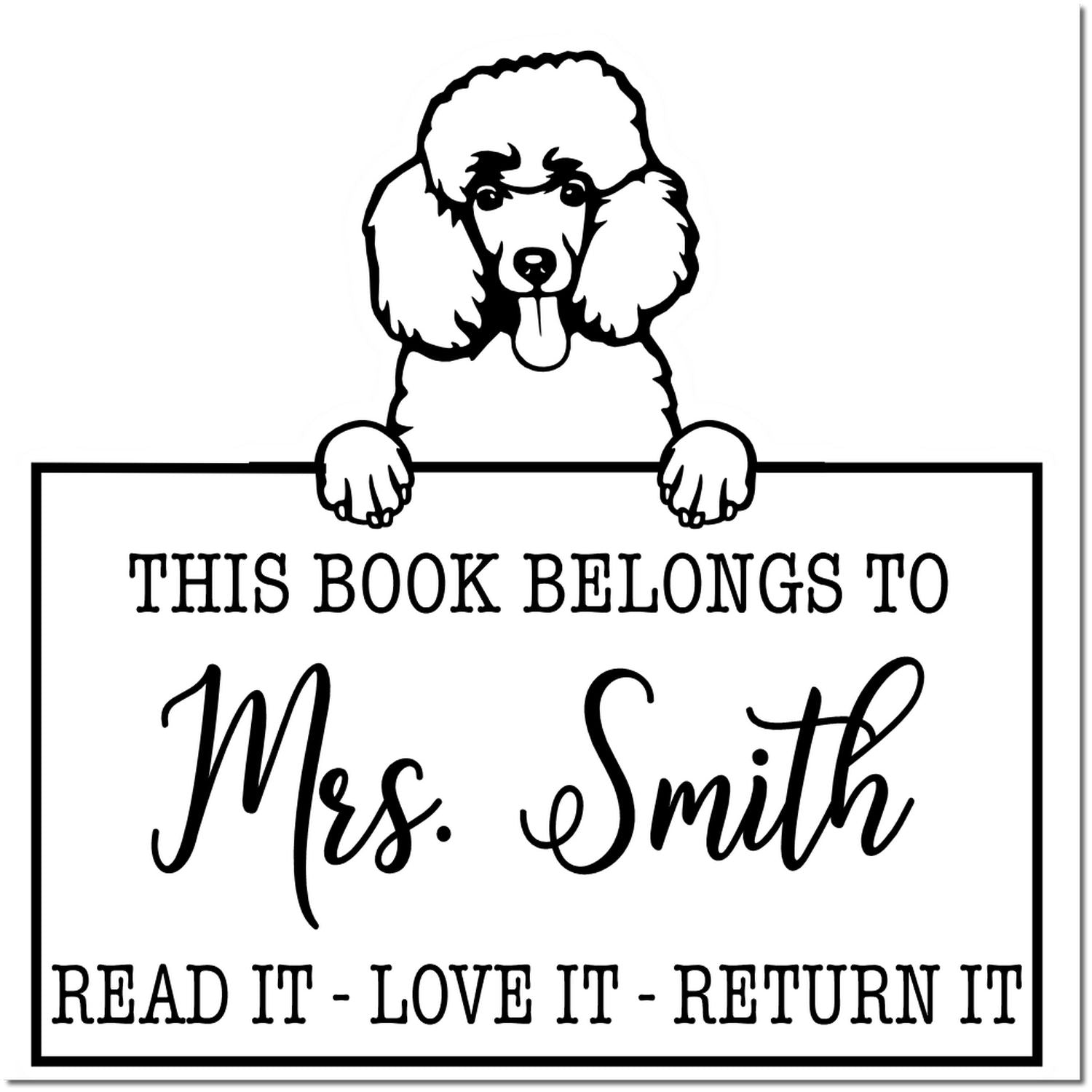 Poodle Customized Pet This Book Belongs To Stamp - Engineer Seal Stamps