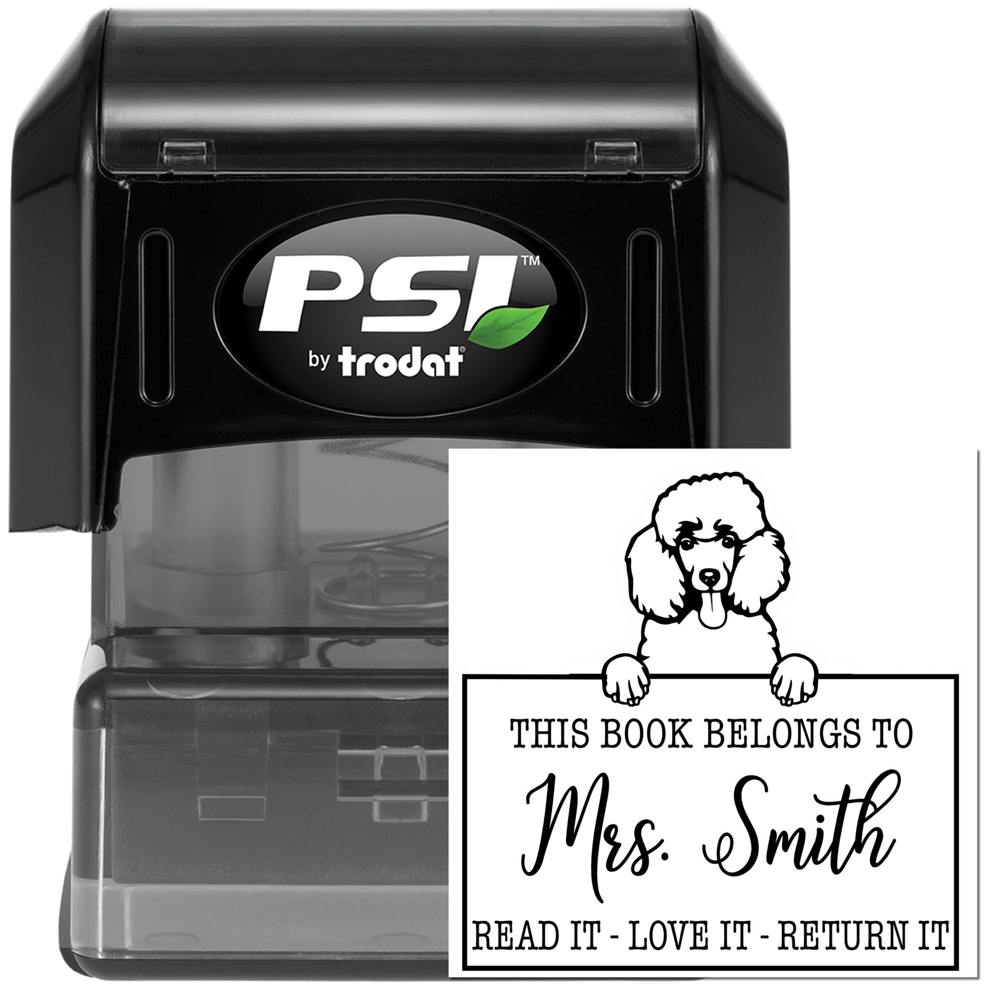 Personalized Classroom Library Tools Stamp with Poodle - Engineer Seal Stamps