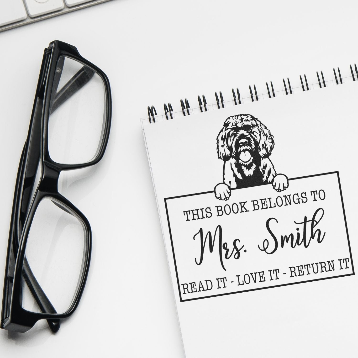 Portuguese Water Dog Personalized Dog-Themed Book Belongs Stamp - Engineer Seal Stamps