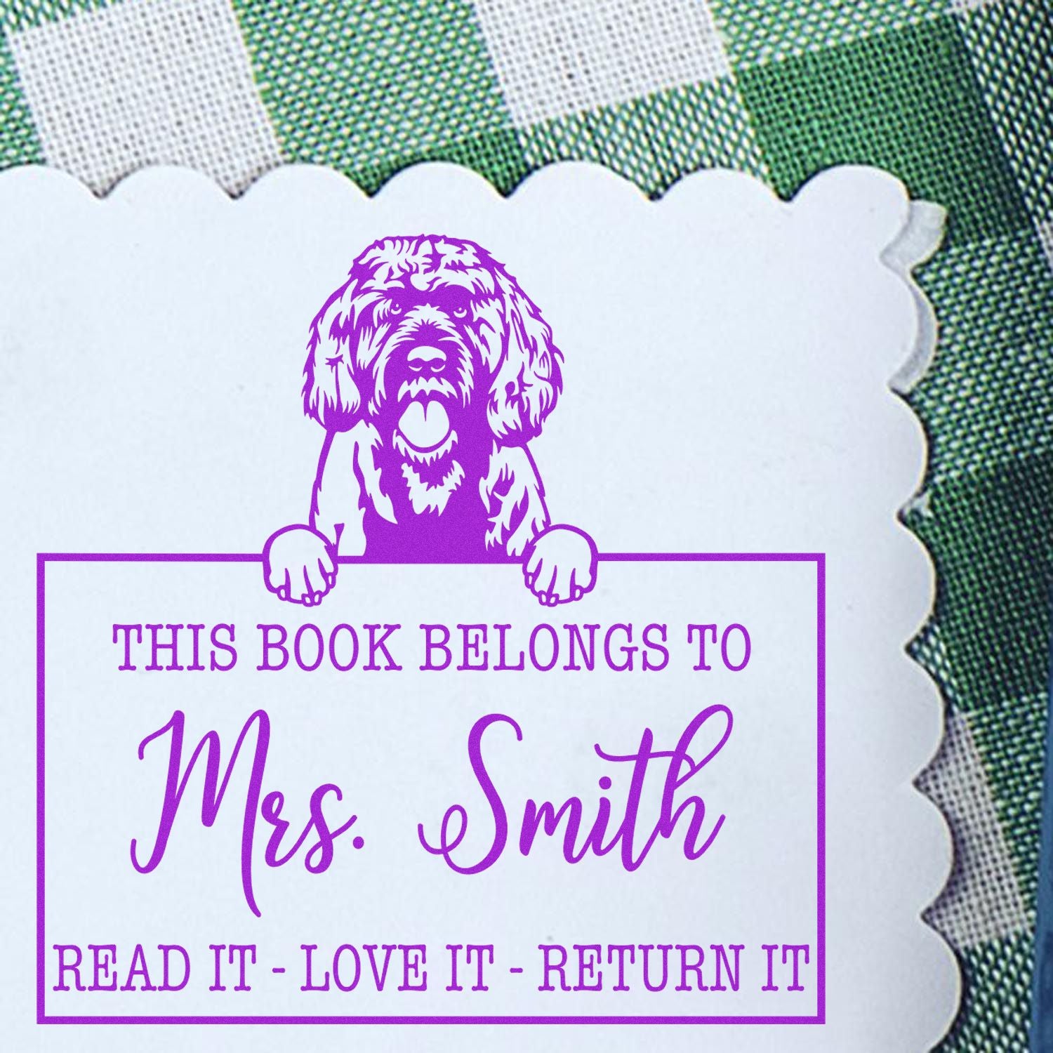 Portuguese Water Dog Customized Pet Book Belongs Stamp