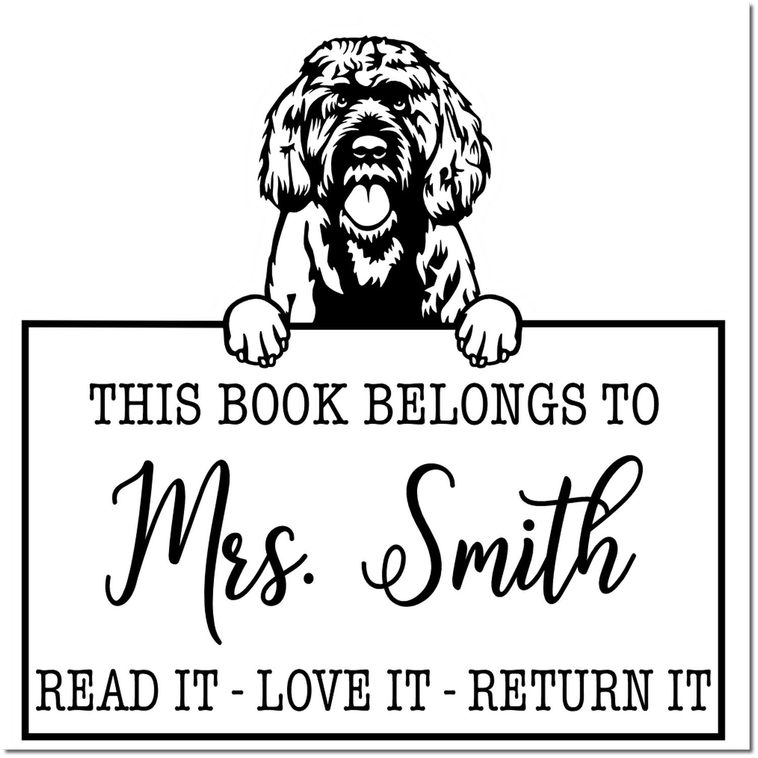 Portuguese Water Dog Personalized Dog-Themed Book Belongs Stamp - Engineer Seal Stamps