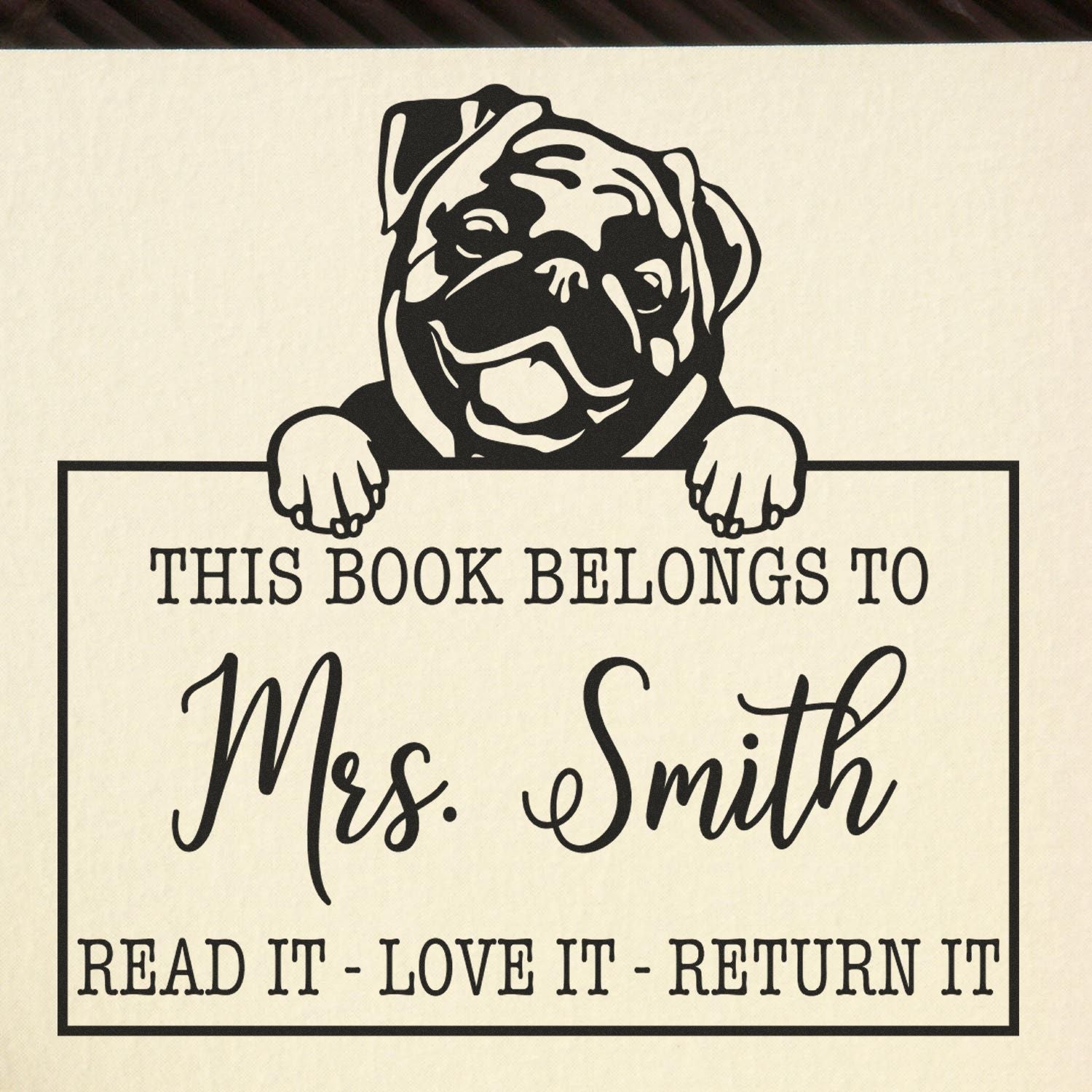 Customizable For Shared Books Stamp with Pug Dog - Engineer Seal Stamps