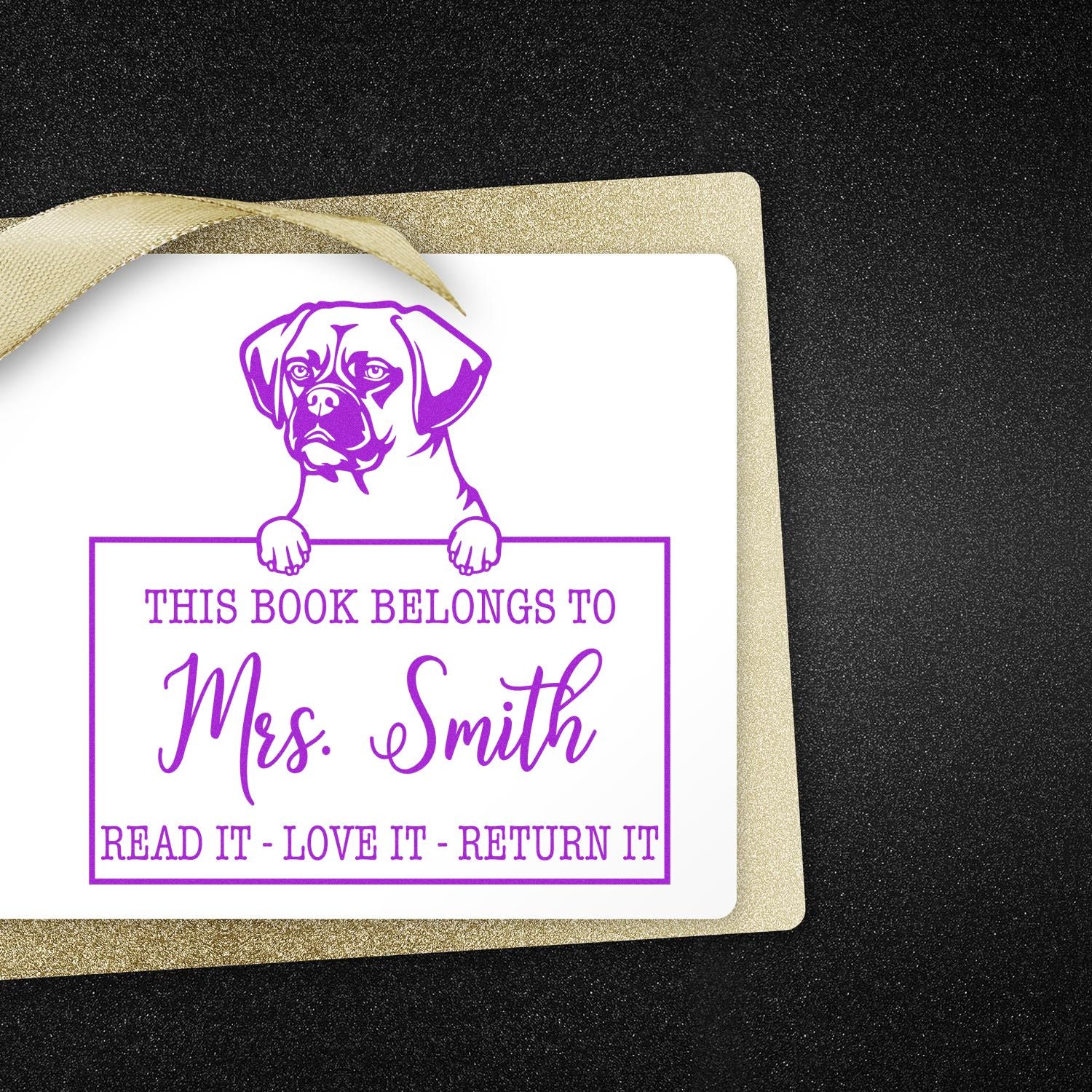 Puggle Personalized Dog-Themed Library Stamp - Engineer Seal Stamps