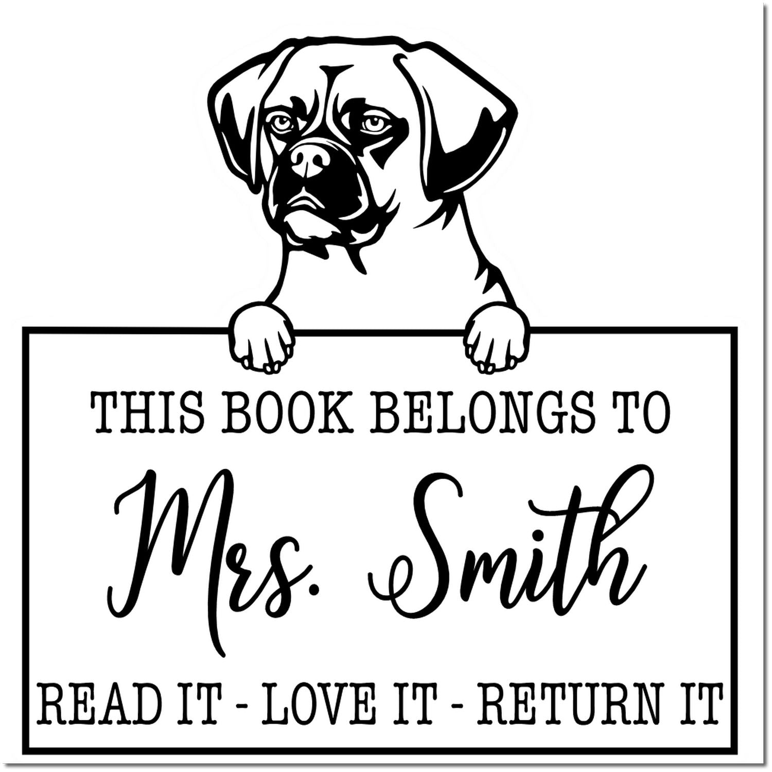 Puggle Personalized Dog-Themed Library Stamp - Engineer Seal Stamps