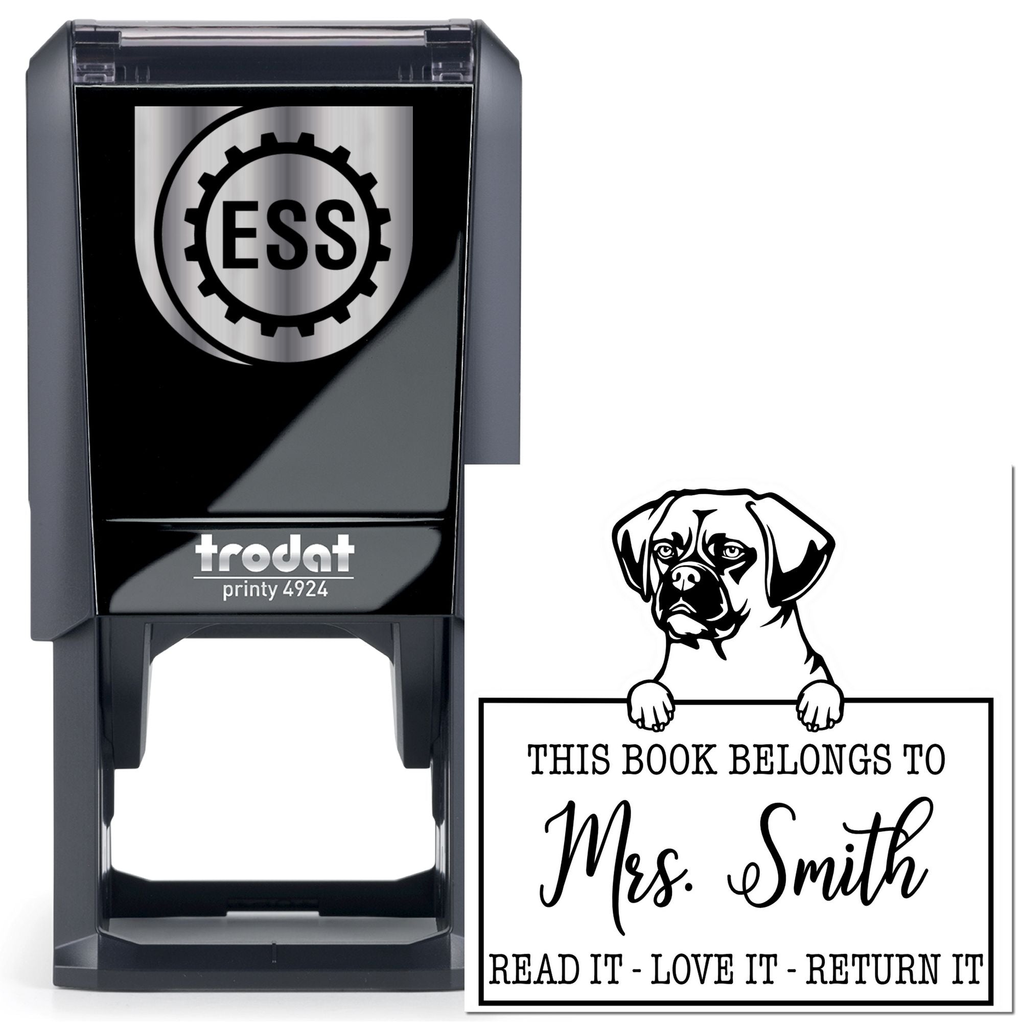 Puggle Personalized Dog-Themed Library Stamp - Engineer Seal Stamps