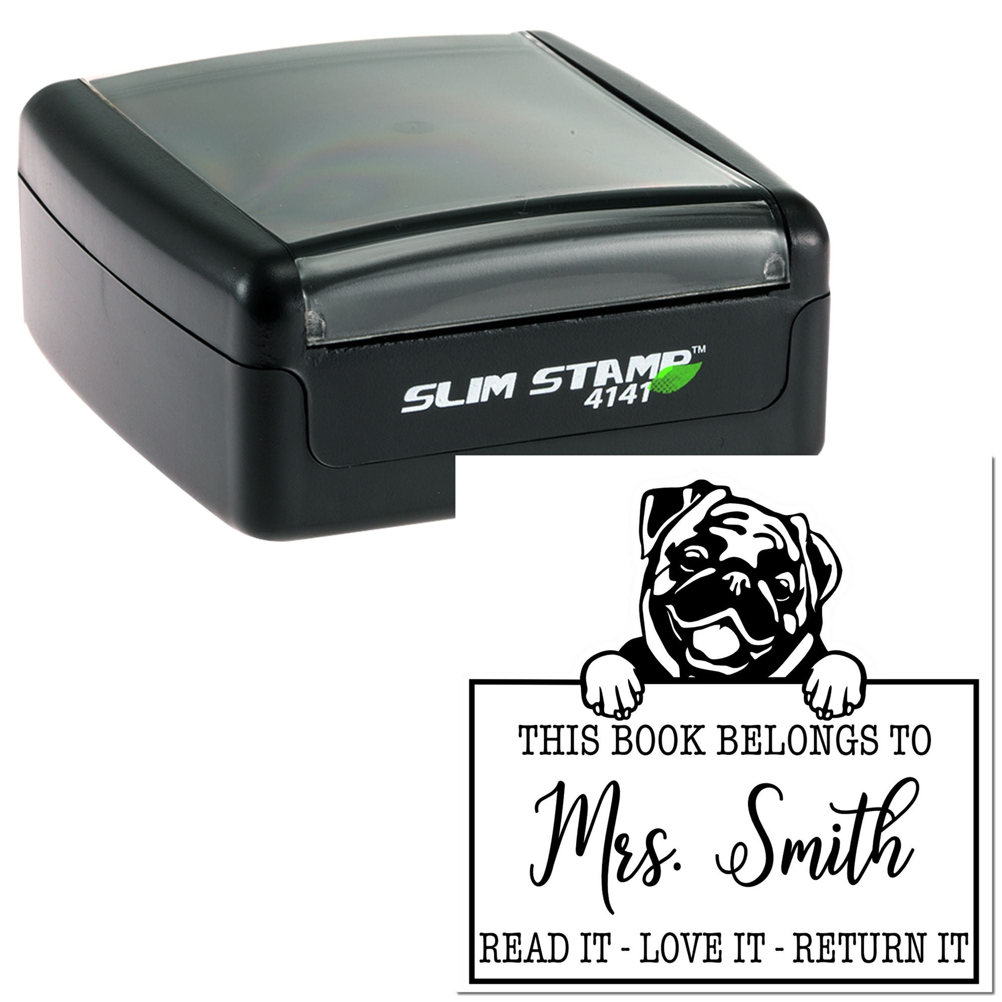 Customizable For Shared Books Stamp with Pug Dog - Engineer Seal Stamps