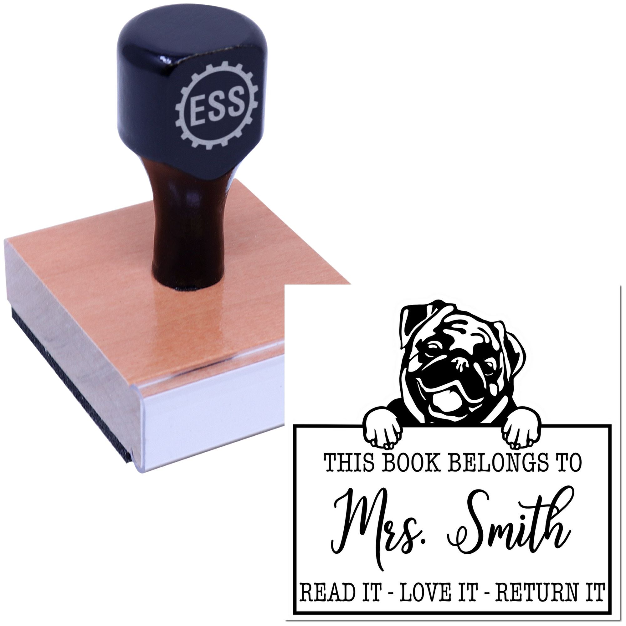 Pug Customized Pet Book Stamp - Engineer Seal Stamps