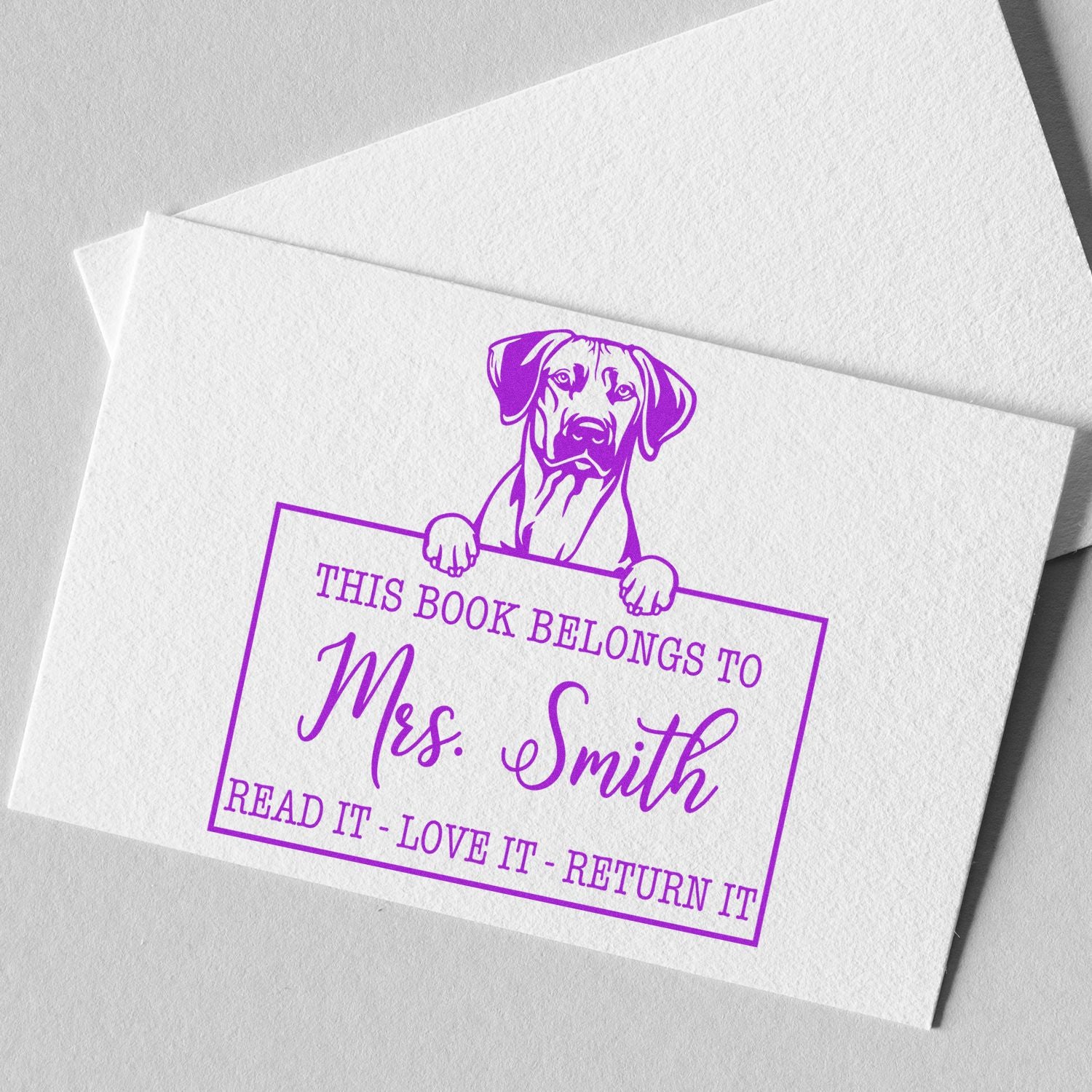 Customizable Lending For Books Stamp with Rhodesian Ridgeback Dog - Engineer Seal Stamps