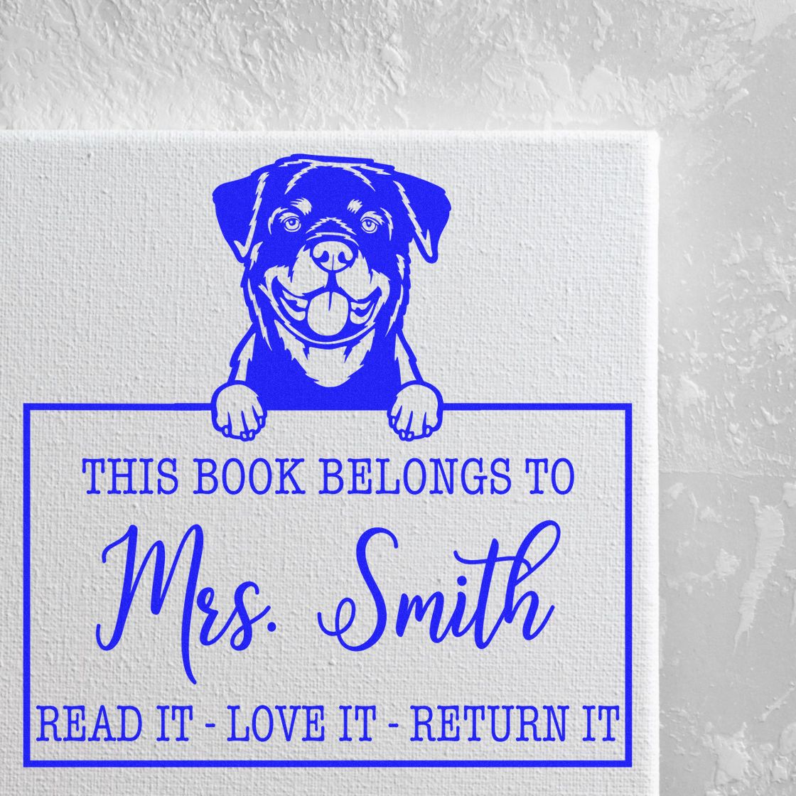 Customizable Classroom Reading Tools Stamp with Rottweiler Dog - Engineer Seal Stamps