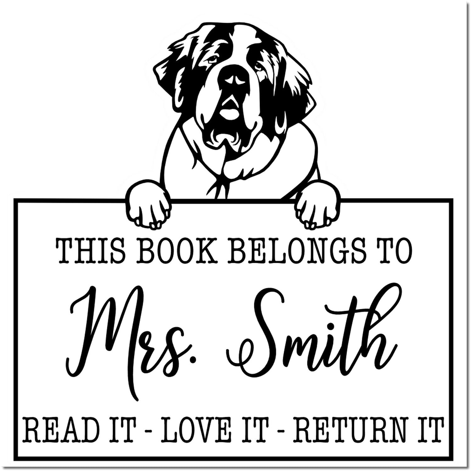 Saint Bernard Custom Made Dog-Themed Bookplate? Stamp - Engineer Seal Stamps