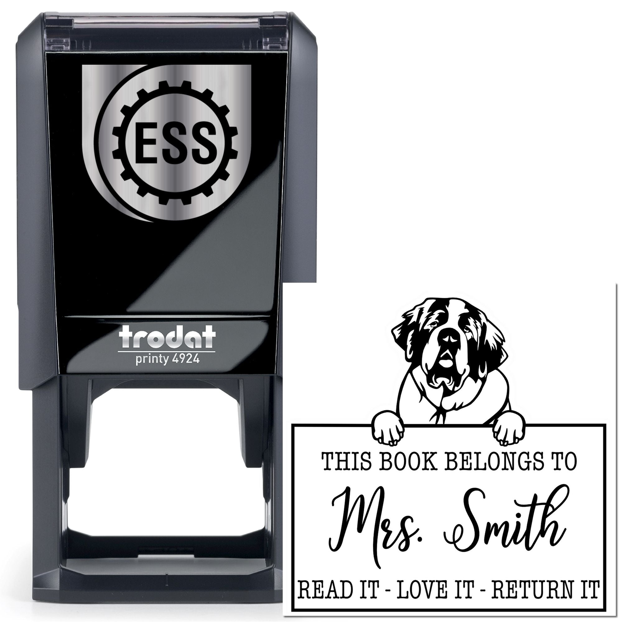 Saint Bernard Custom Made Dog-Themed Bookplate? Stamp - Engineer Seal Stamps