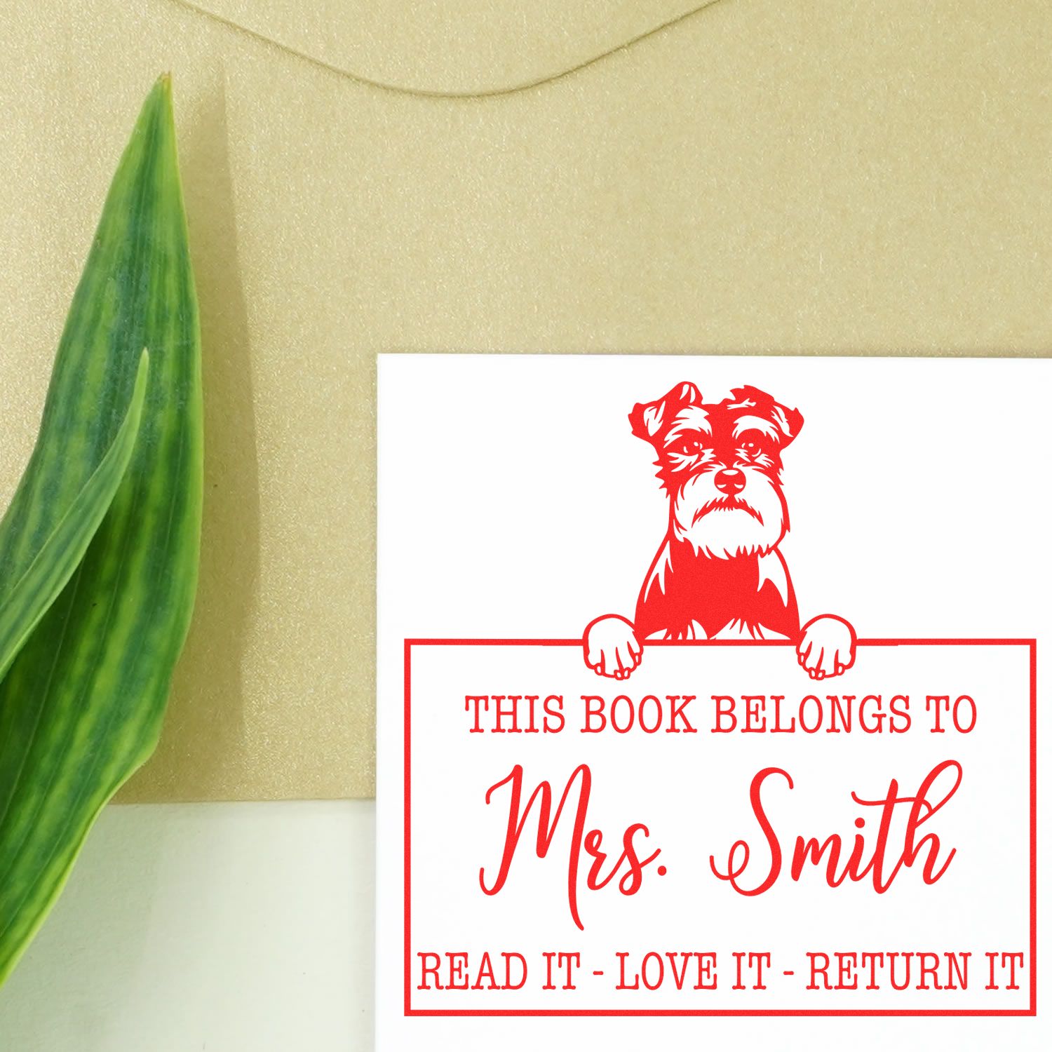 Schnauzer Personalized Dog Read It Love It Return It Stamp - Engineer Seal Stamps