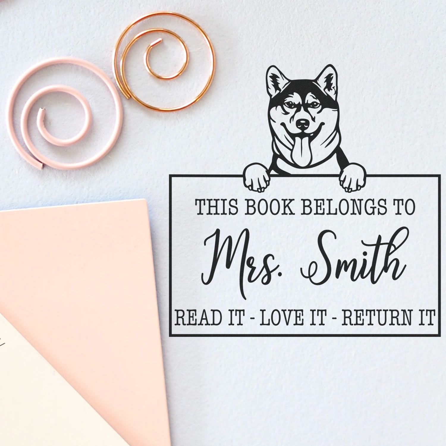 Shiba Inu Personalized Dog Book Belongs Stamp - Engineer Seal Stamps