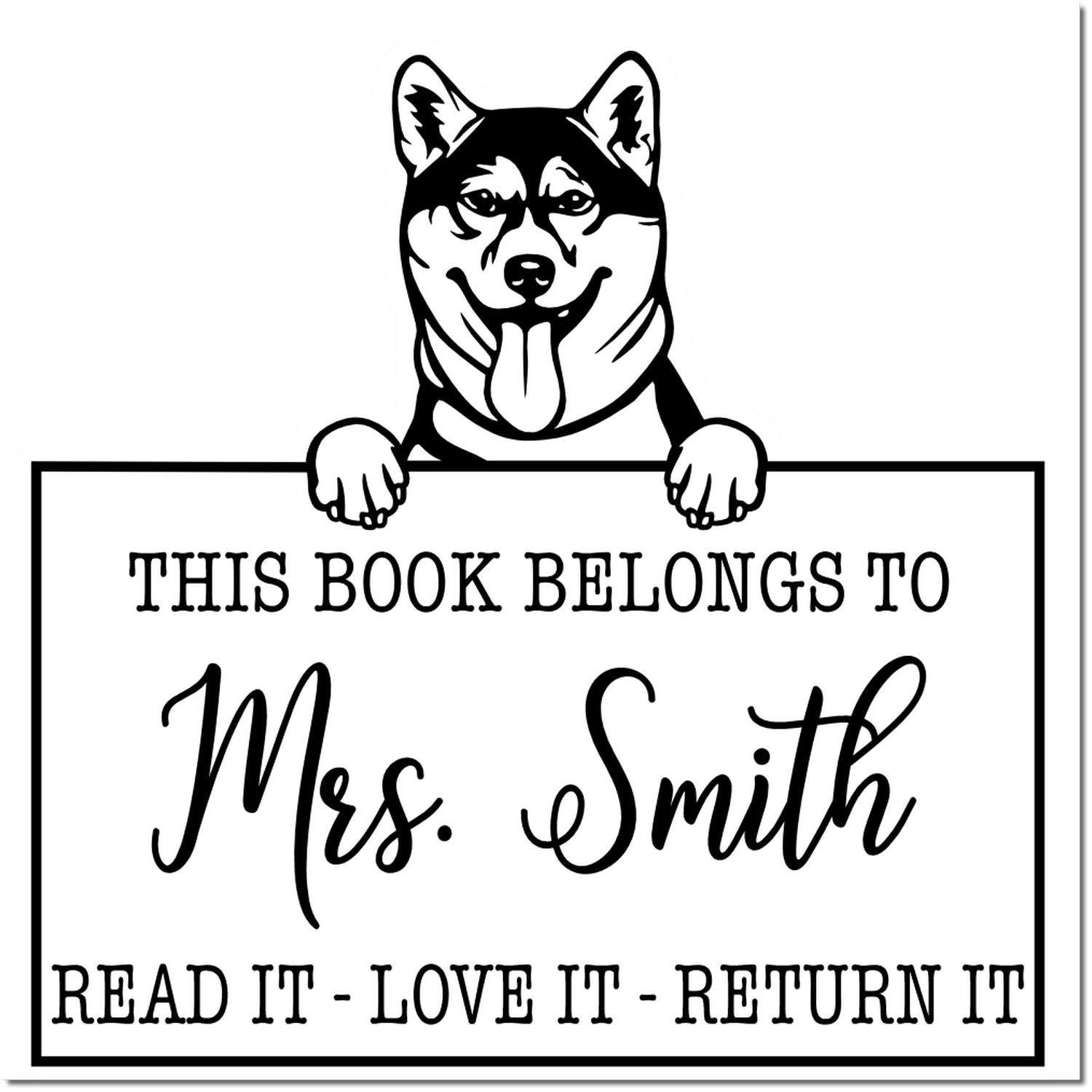 Shiba Inu Custom Made Dog-Themed This Book Belongs To Stamp - Engineer Seal Stamps
