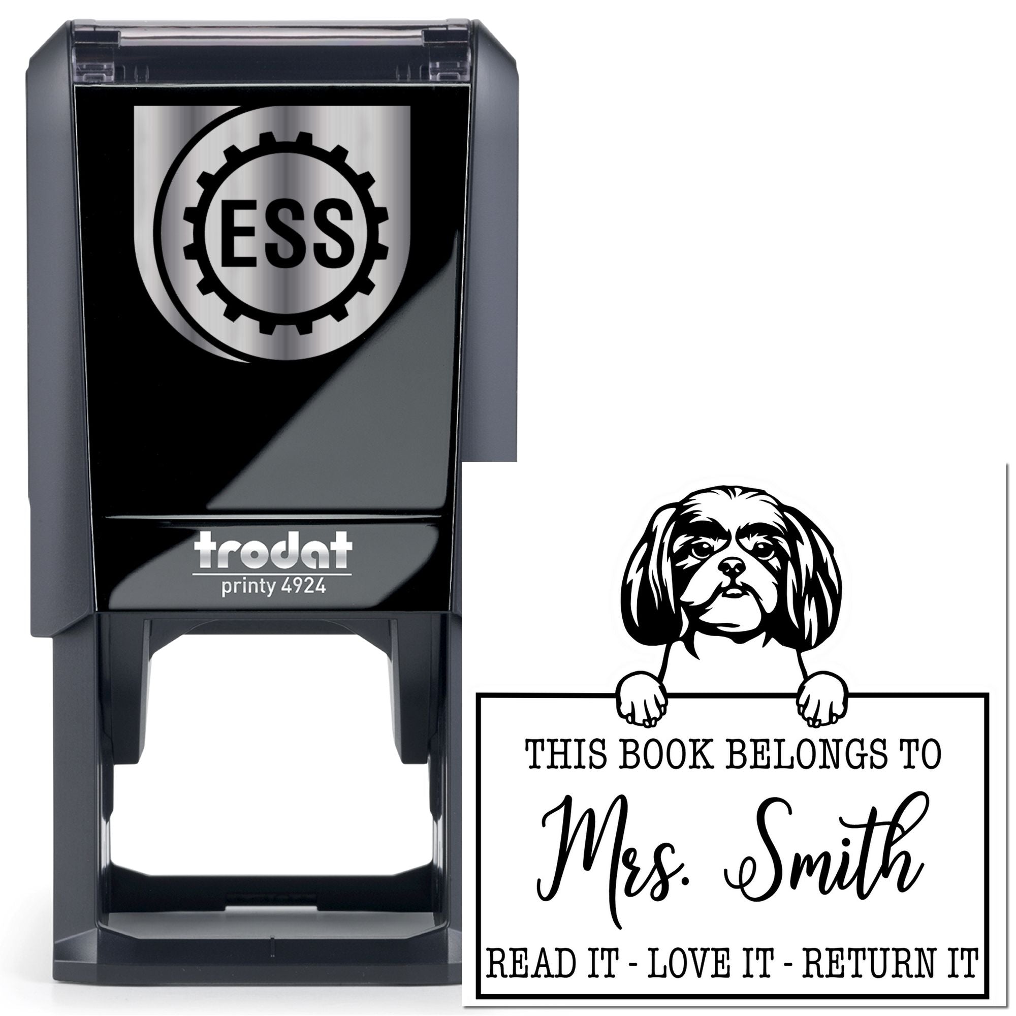 Shitzu Custom Made Dog-Themed Book Belongs Stamp - Engineer Seal Stamps