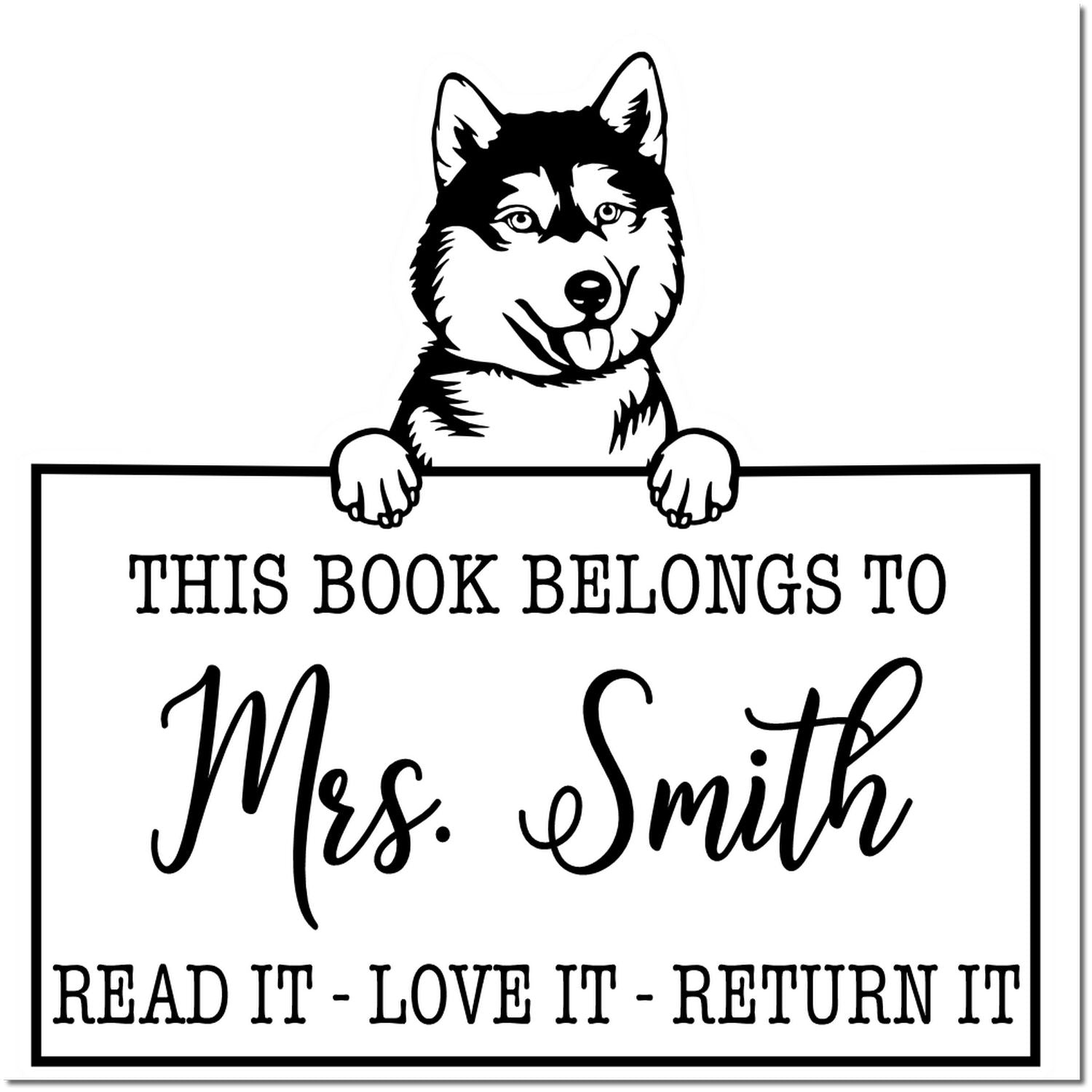 Siberian Husky Custom Made Dog-Themed Book Stamp - Engineer Seal Stamps
