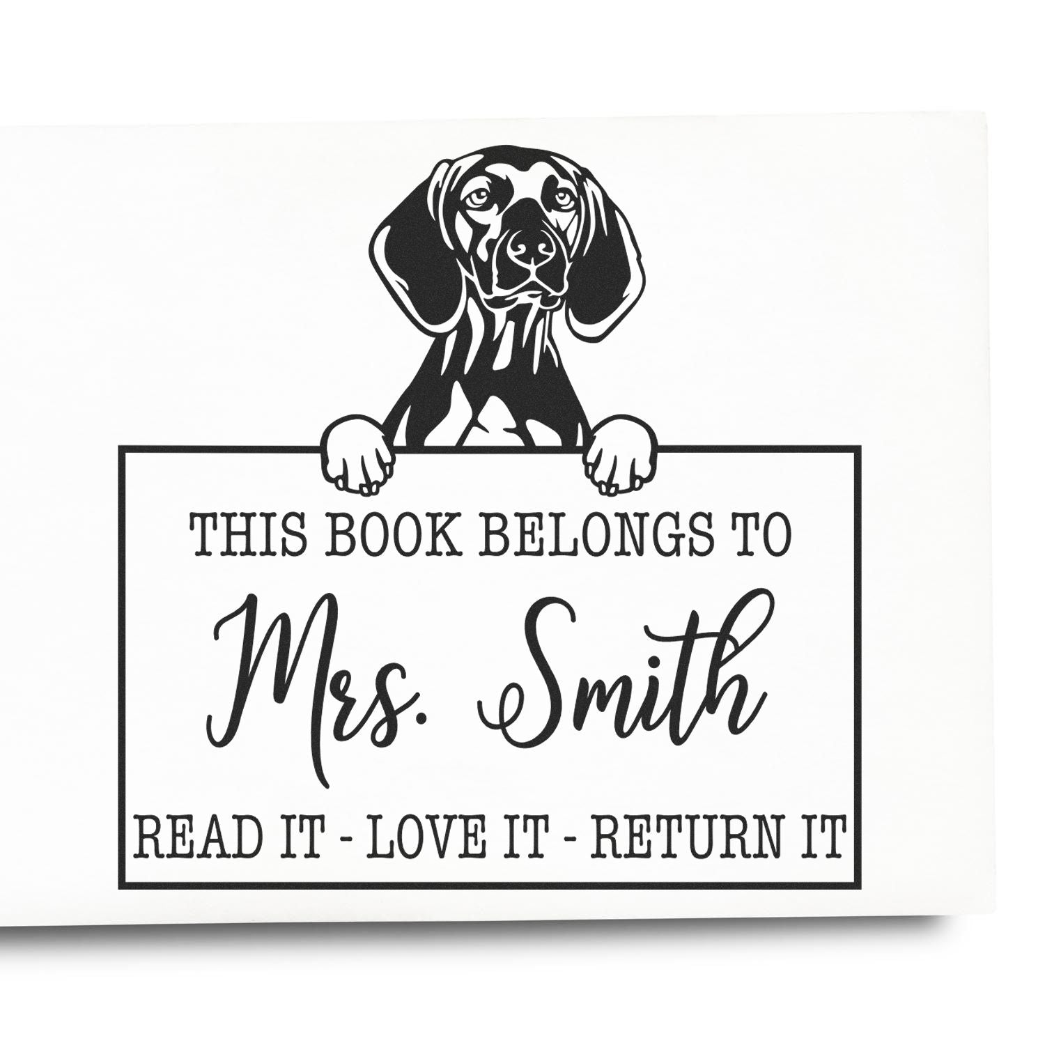 Customizable Name For Library Books Stamp with Vizslas - Engineer Seal Stamps