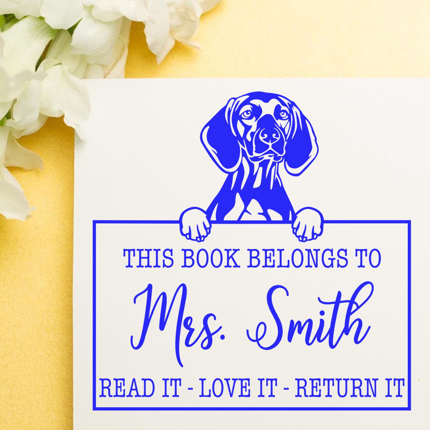 Customizable Borrow And Love Stamp with Vizslas Dog - Engineer Seal Stamps