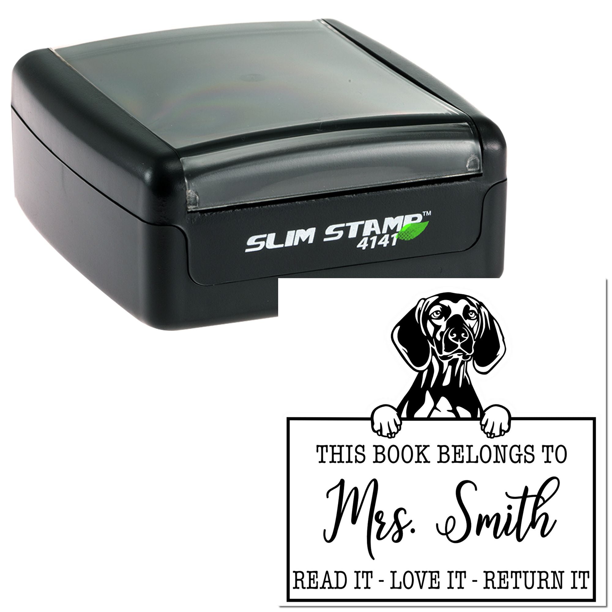 Customizable Borrow And Love Stamp with Vizslas Dog - Engineer Seal Stamps