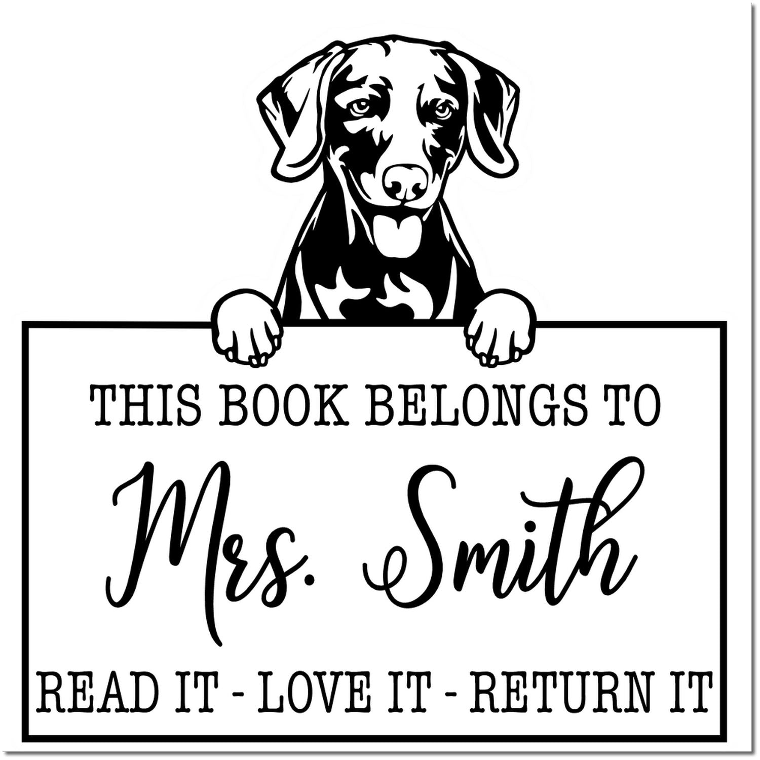 Weimaraner Custom Made Dog Book Stamp - Engineer Seal Stamps