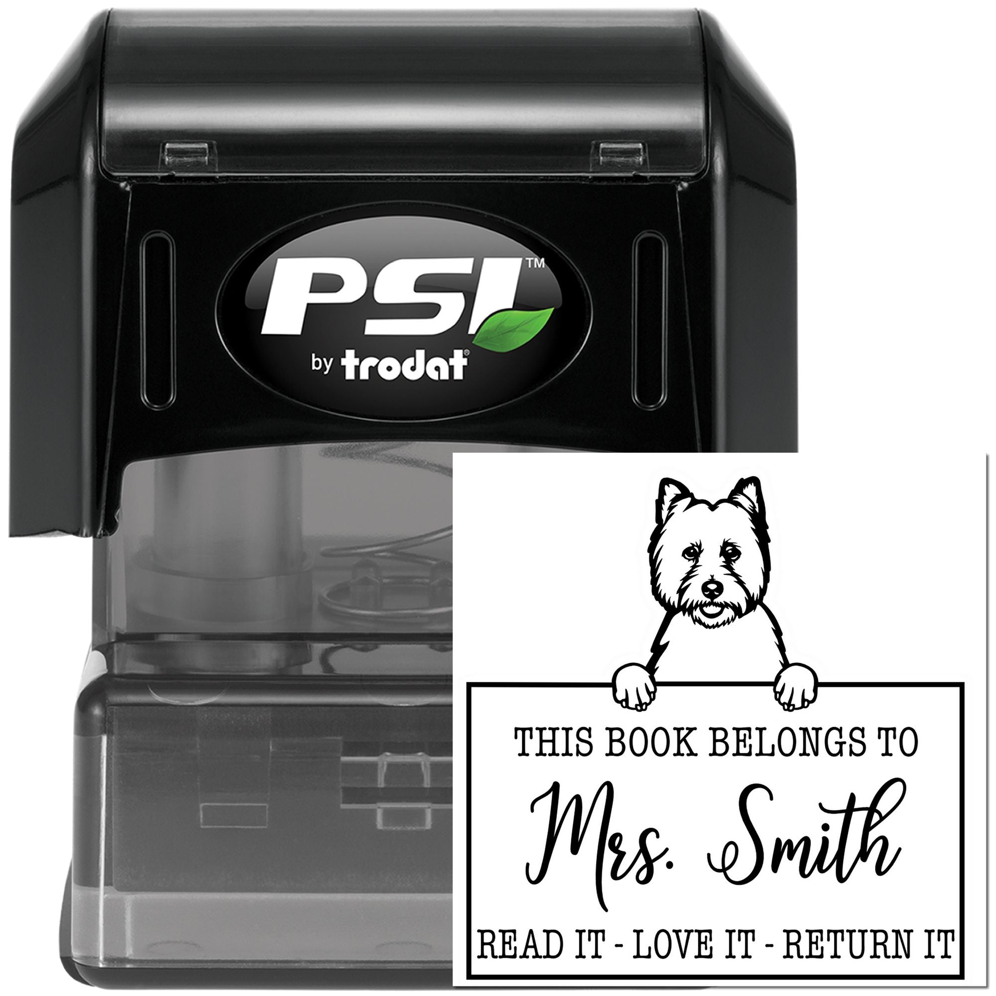 Customizable Borrowed Book Stamp with West Highland White Terrier - Engineer Seal Stamps