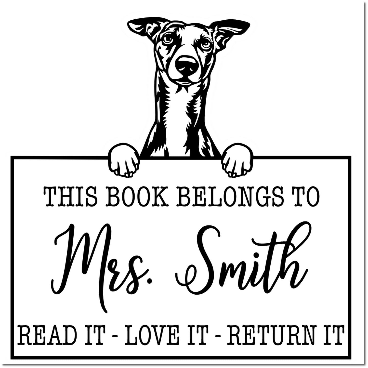 Whippet Customizable Dog-Themed Bookplate? Stamp - Engineer Seal Stamps