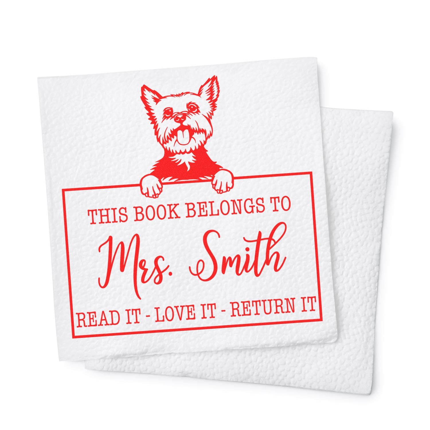 Yorkie Customizable Dog-Themed Read It Return It Stamp - Engineer Seal Stamps